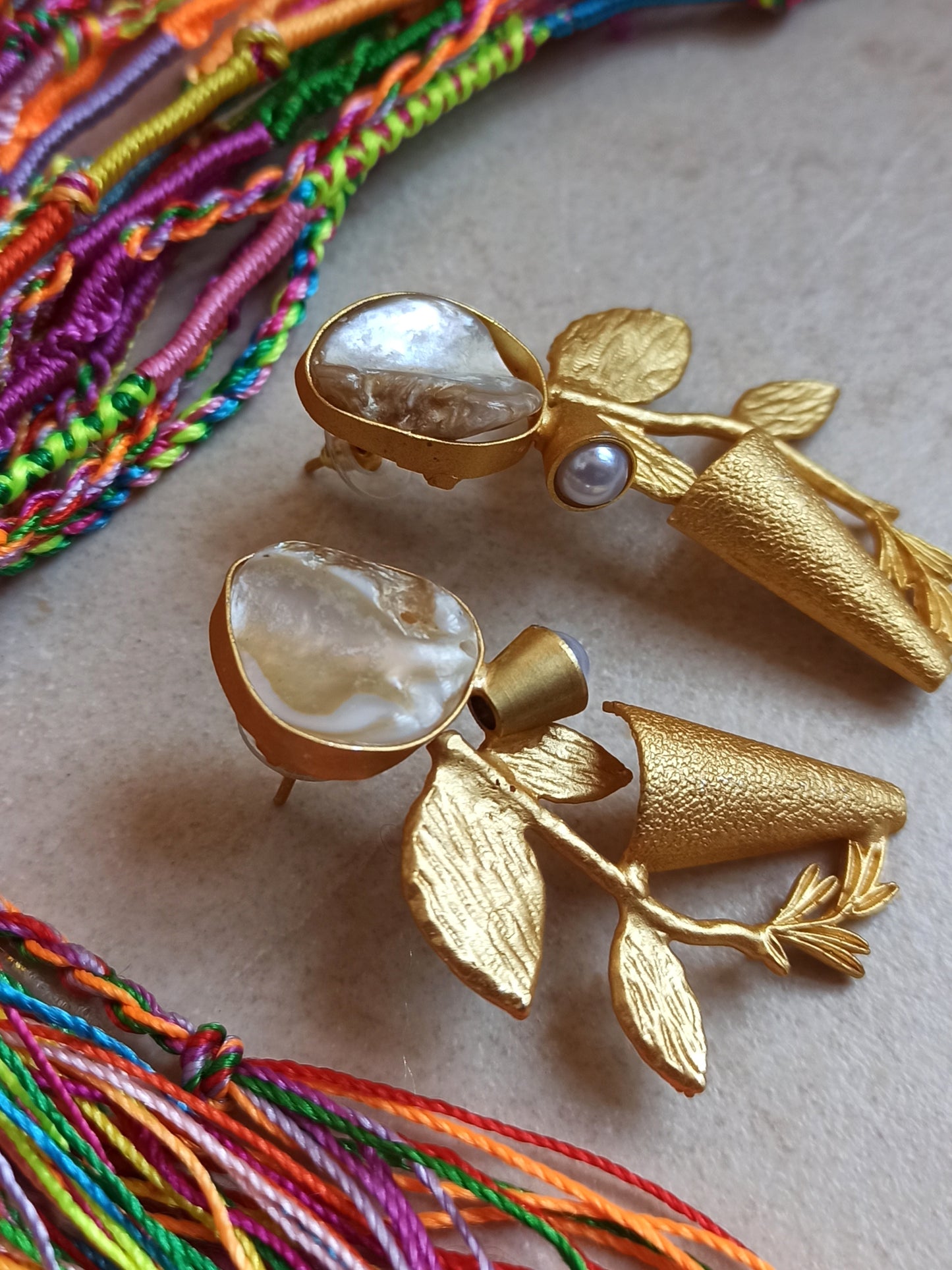 Golden mother of pearl earrings