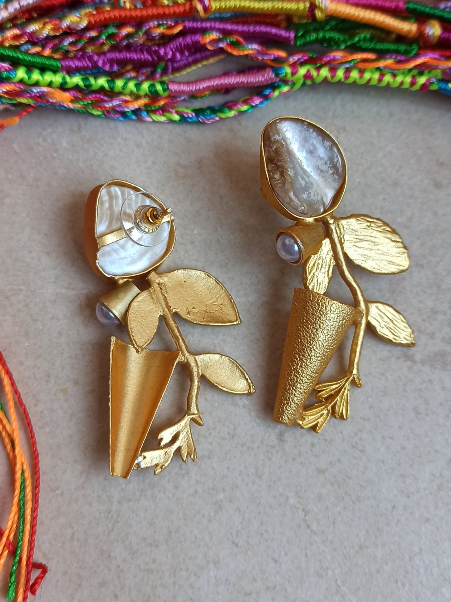 Golden mother of pearl earrings