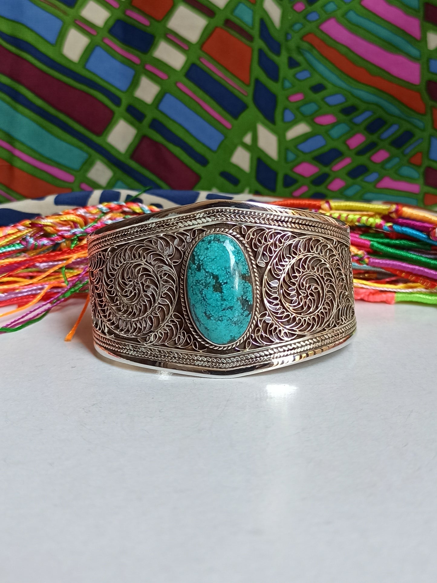 Turquoise 925 silver bangle bracelet