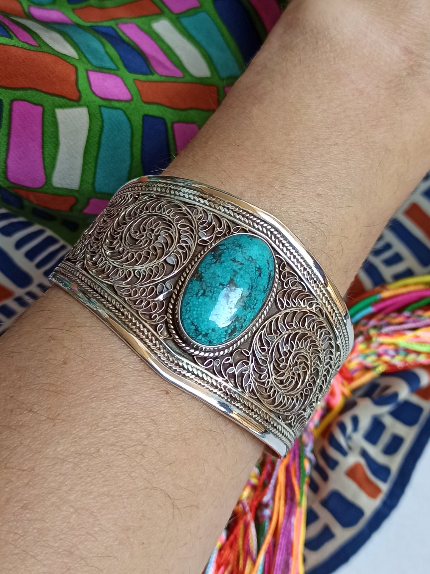 Turquoise 925 silver bangle bracelet