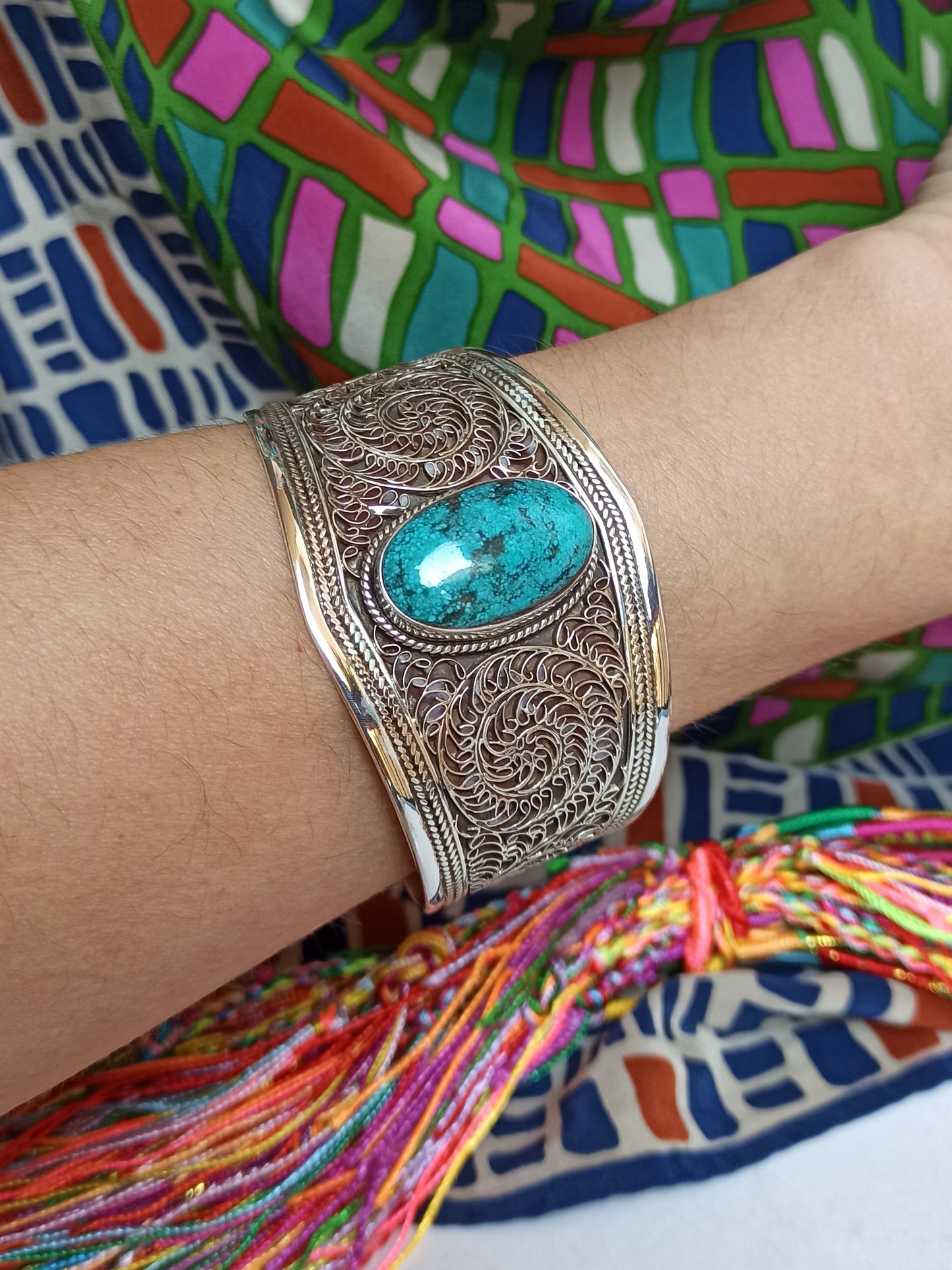 Turquoise 925 silver bangle bracelet