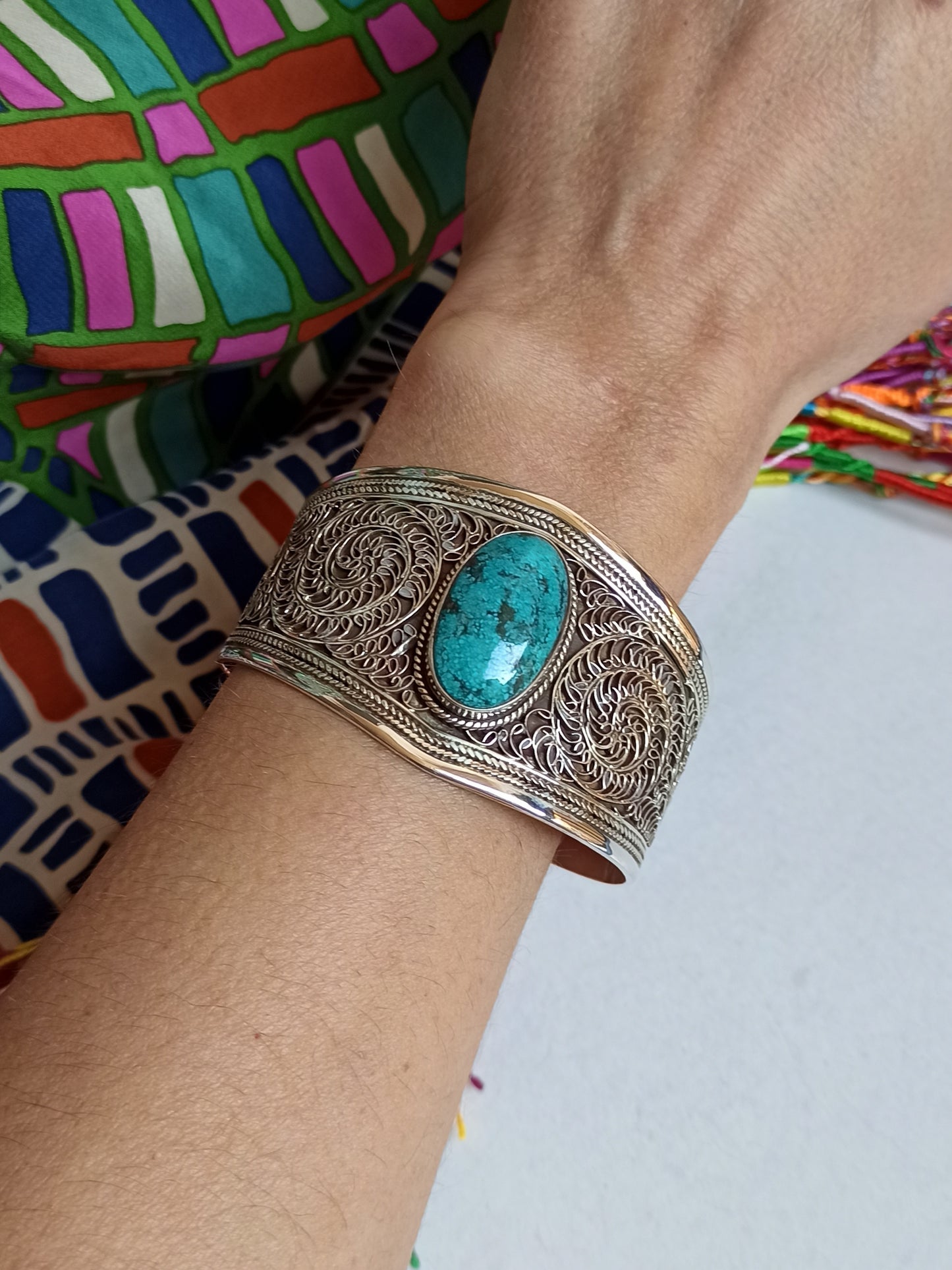 Turquoise 925 silver bangle bracelet