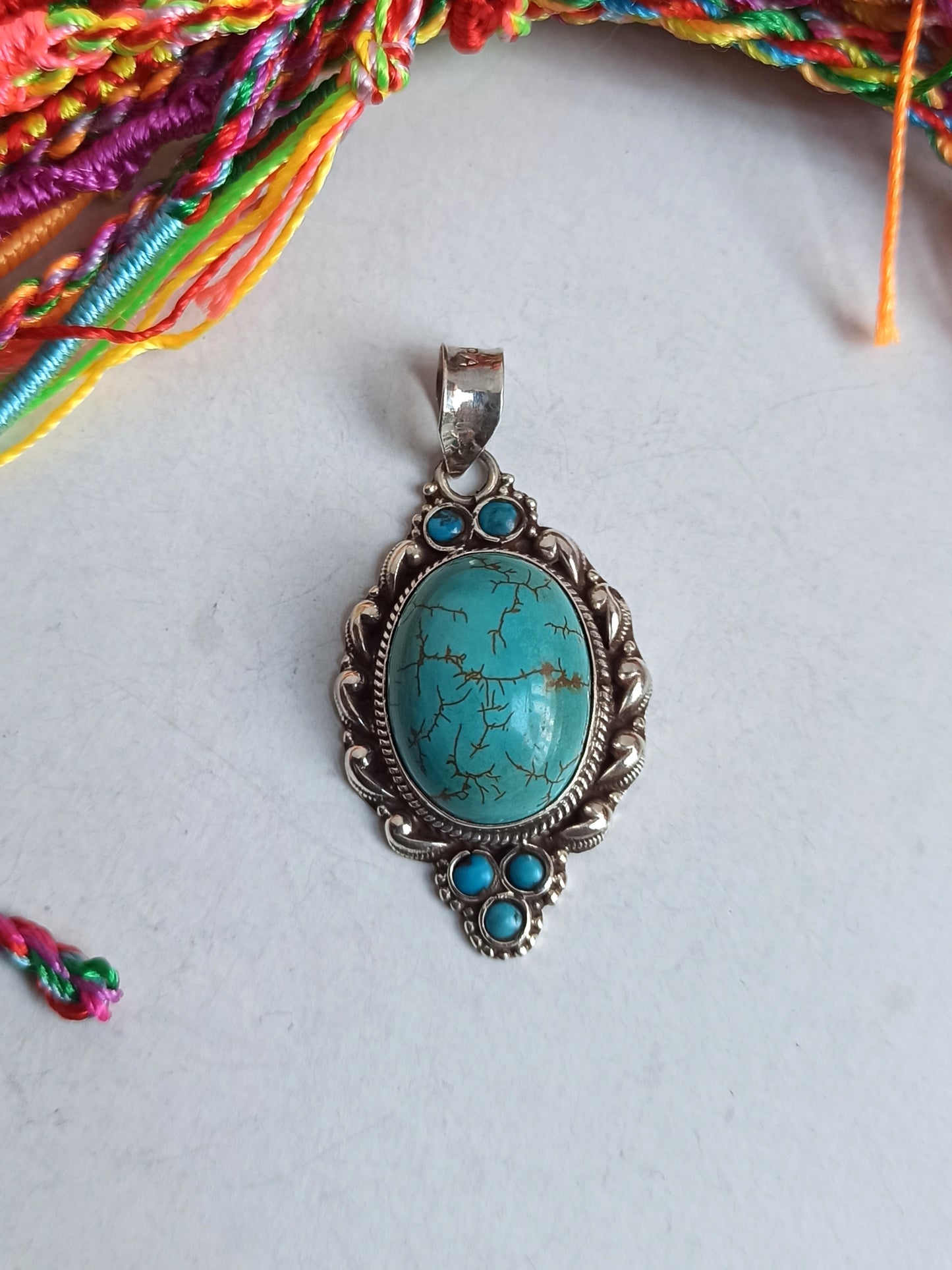 Turquoise howlite 925 silver pendant