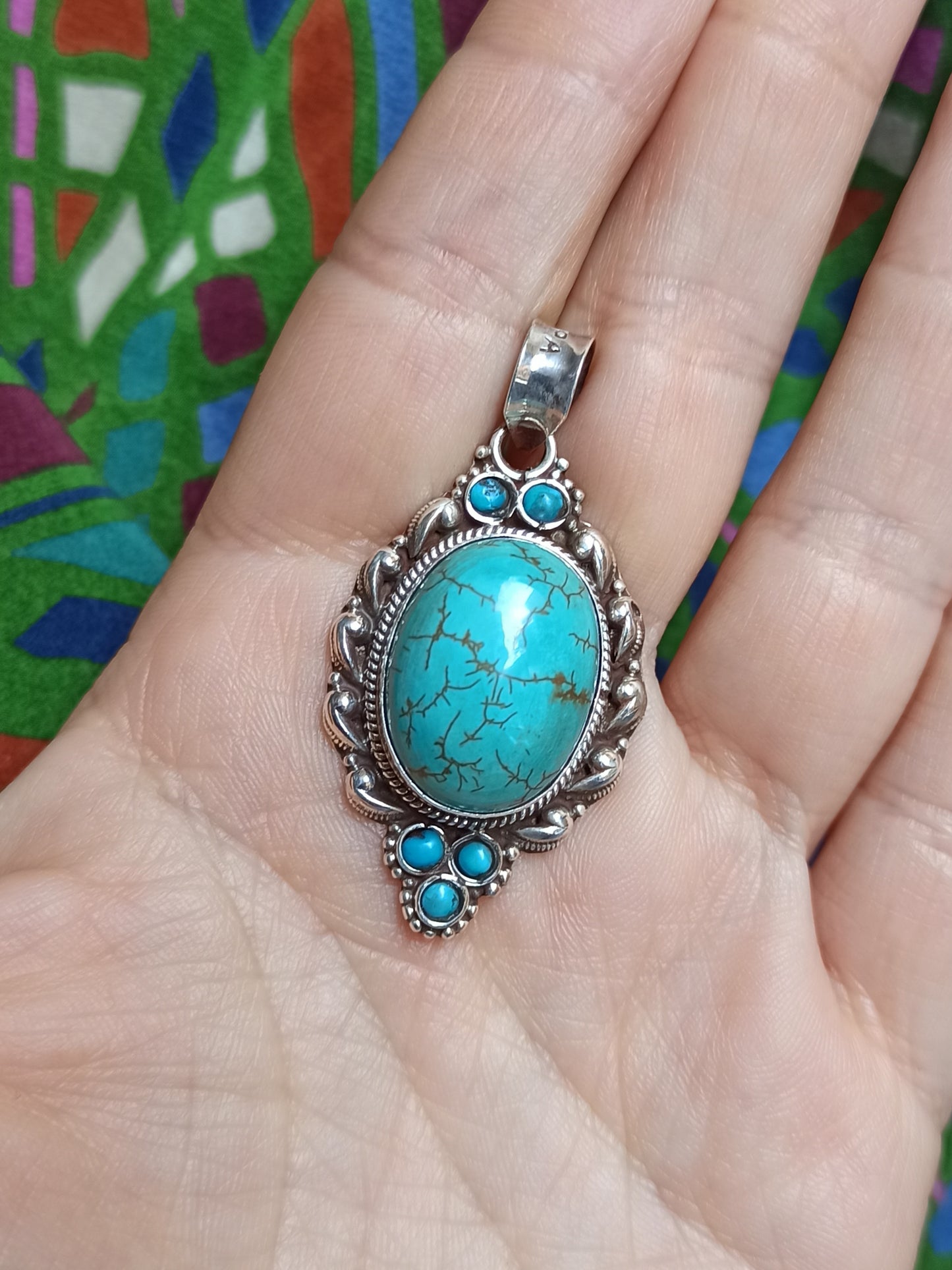 Turquoise howlite 925 silver pendant