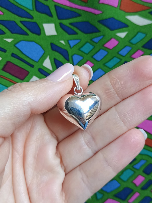 925 silver rounded heart pendant