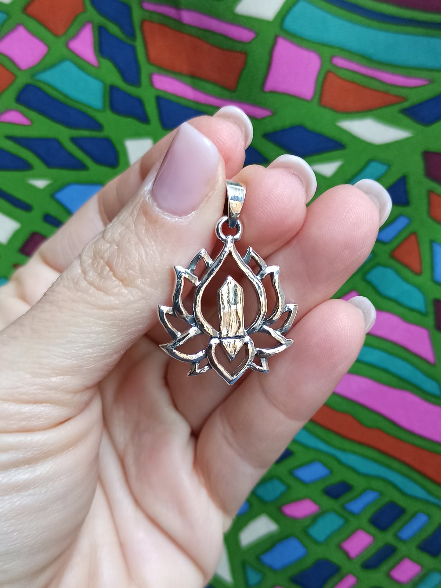 925 silver lotus flower pendant