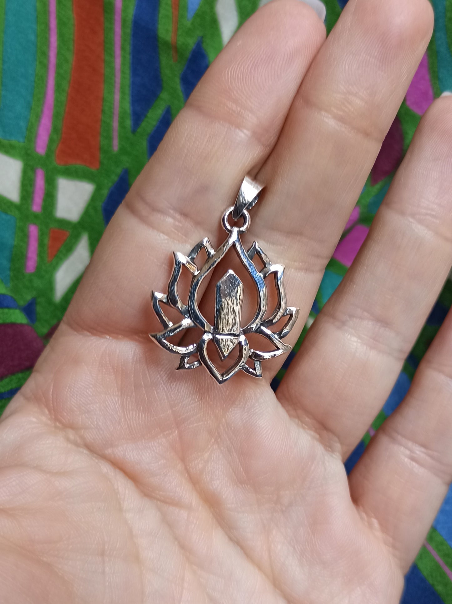 925 silver lotus flower pendant