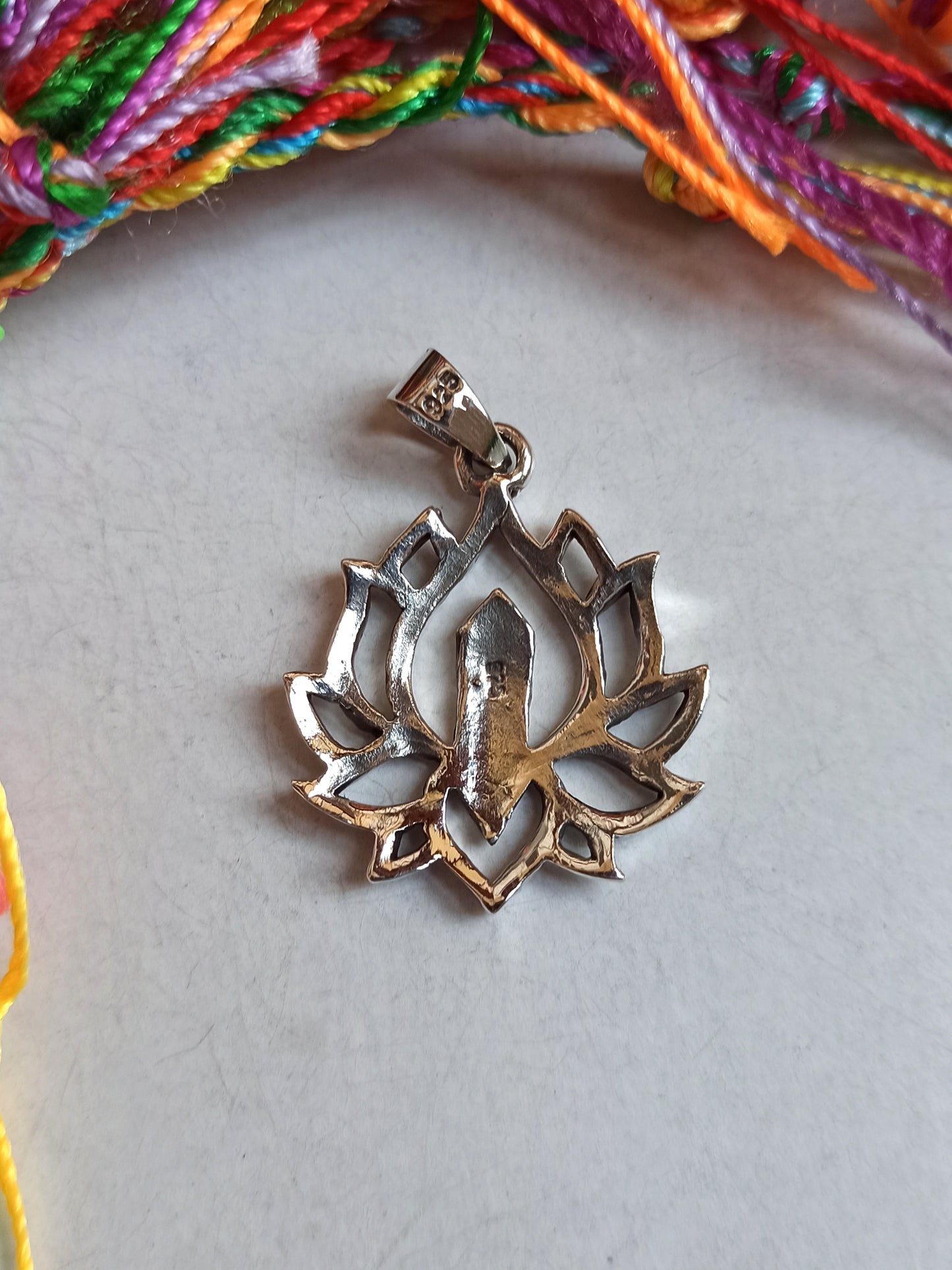 925 silver lotus flower pendant