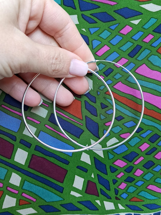 Thin Medium Hoop Earrings 925 Silver W10