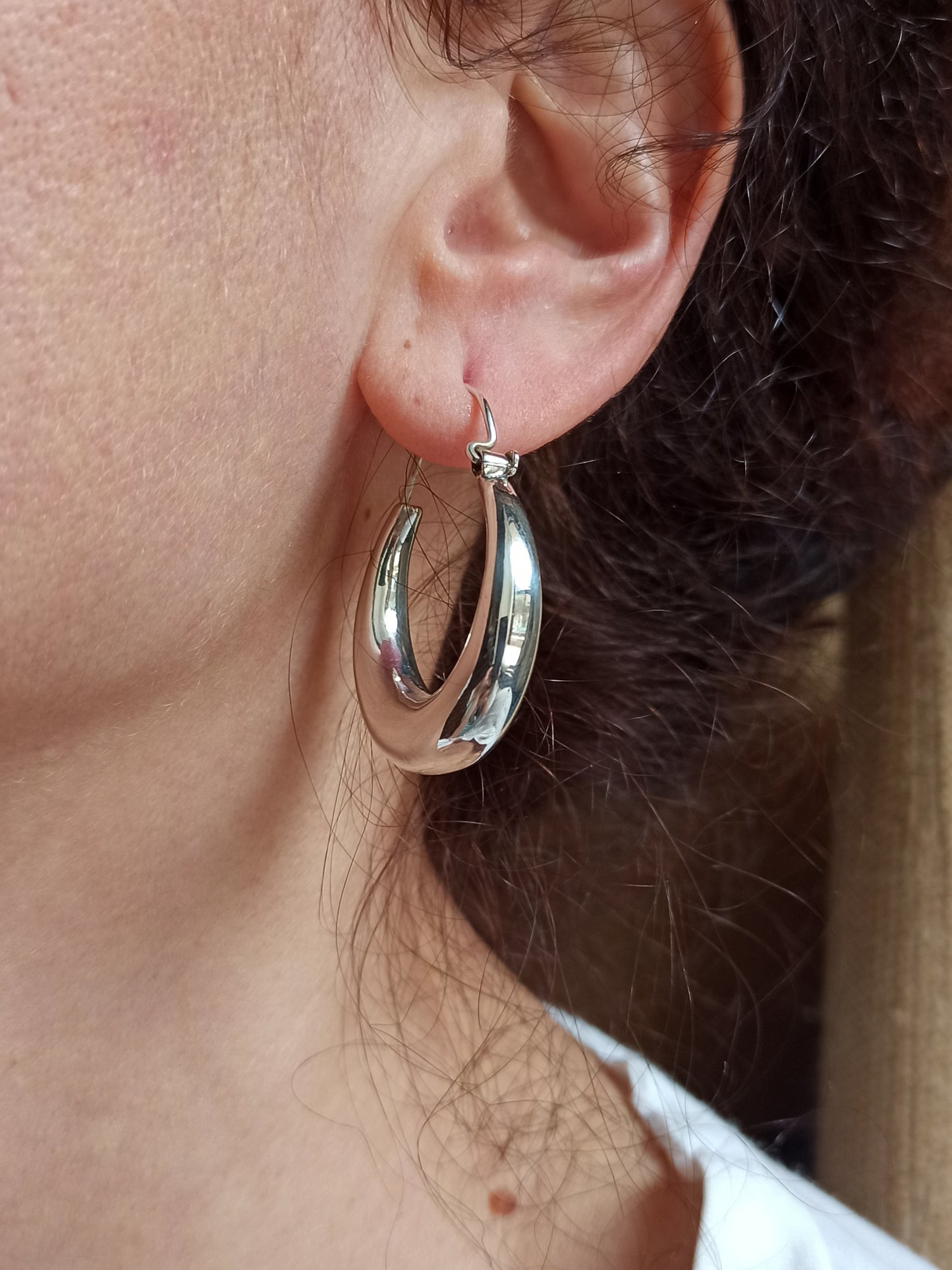 Large rounded earrings in 925 silver