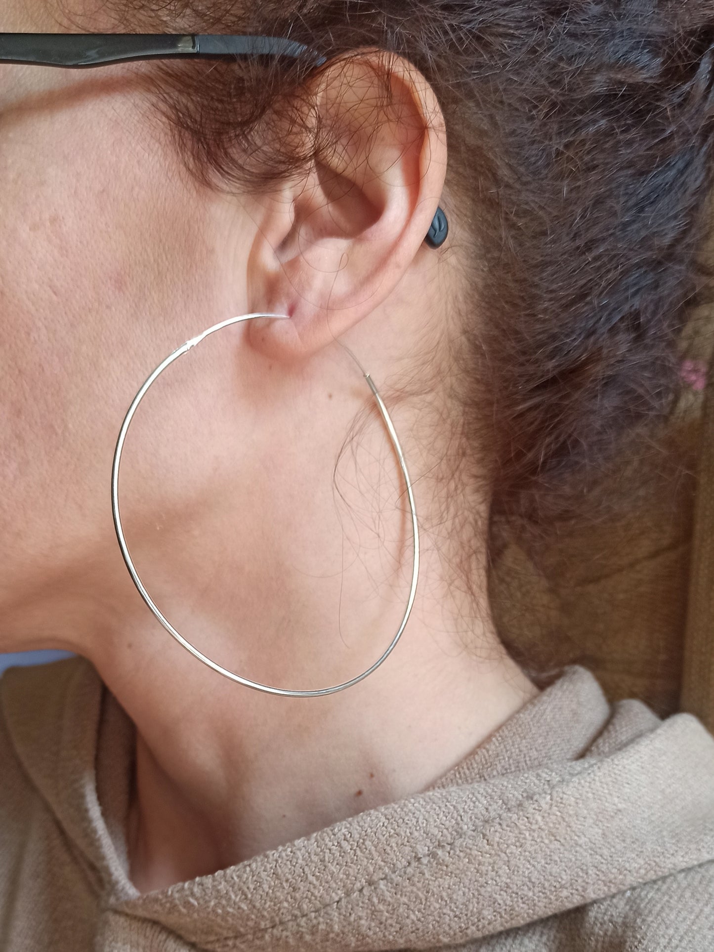 Giant thin hoop earrings in 925 silver