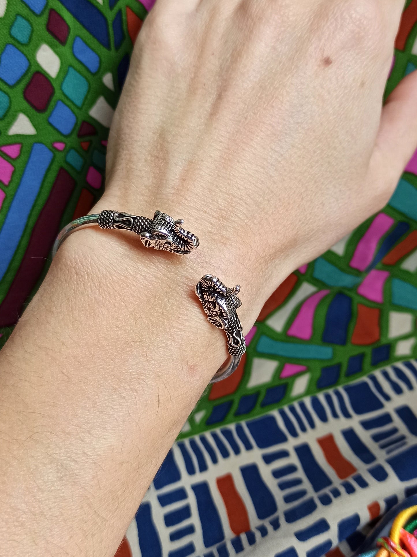 Rigid bracelet in 925 silver elephant