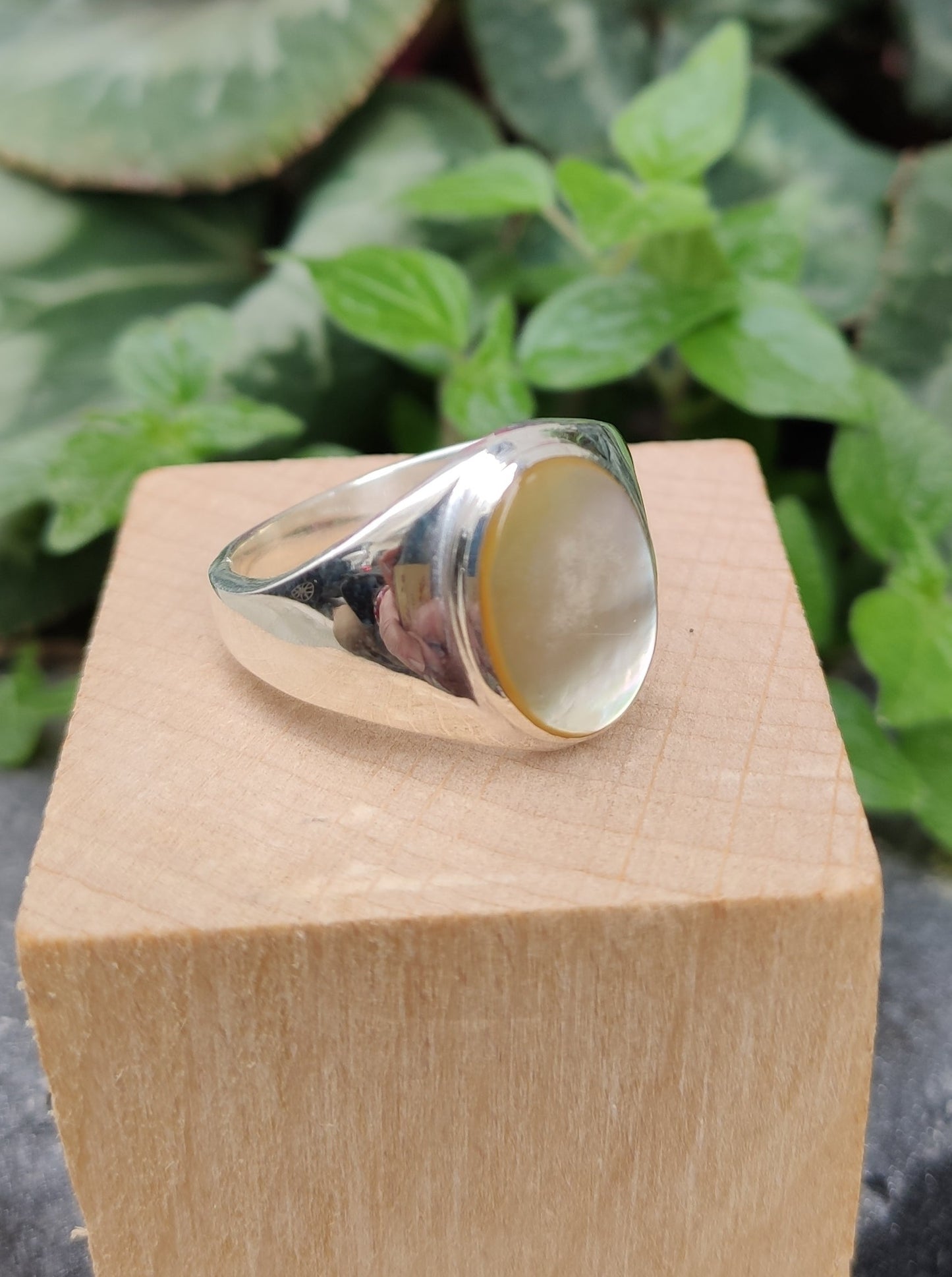 Men's Ring 925 silver MOTHER OF PEARL U4