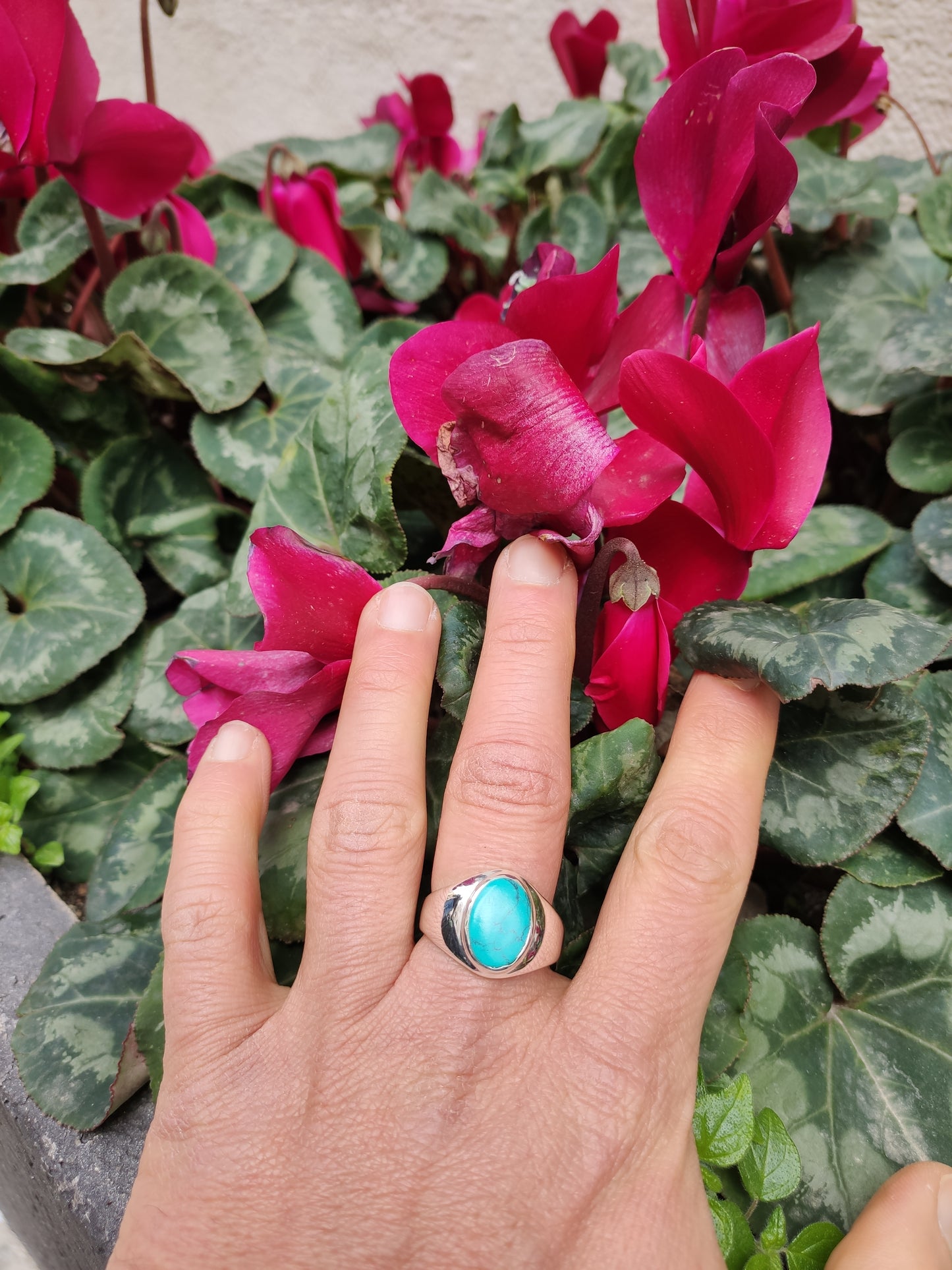 Men's ring 925 silver TURQUOISE U11