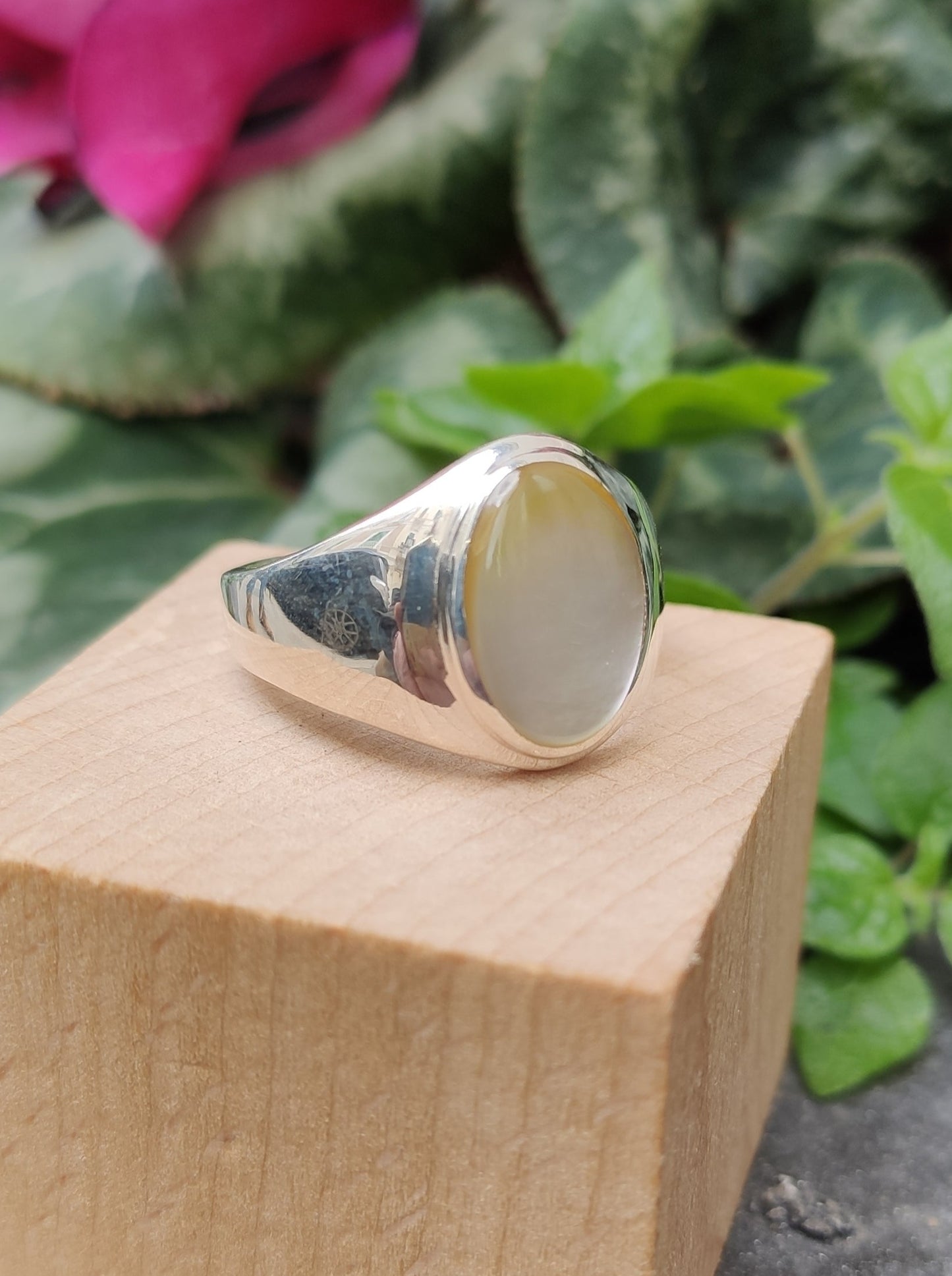 Men's Ring 925 silver MOTHER OF PEARL U16