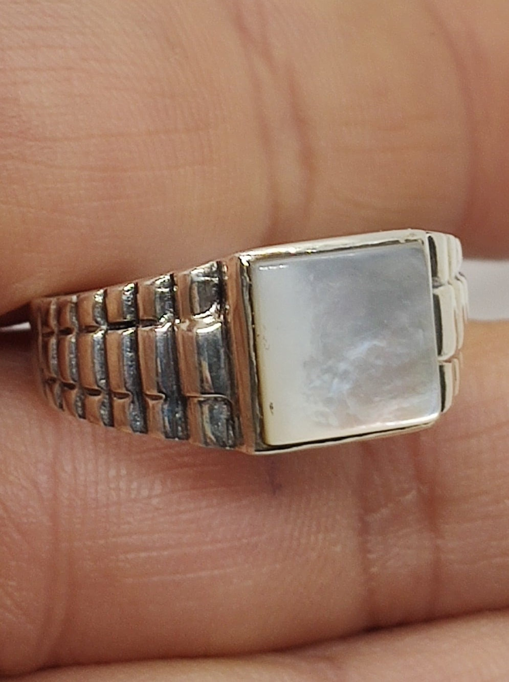 Men's Ring 925 silver MOTHER OF PEARL U21