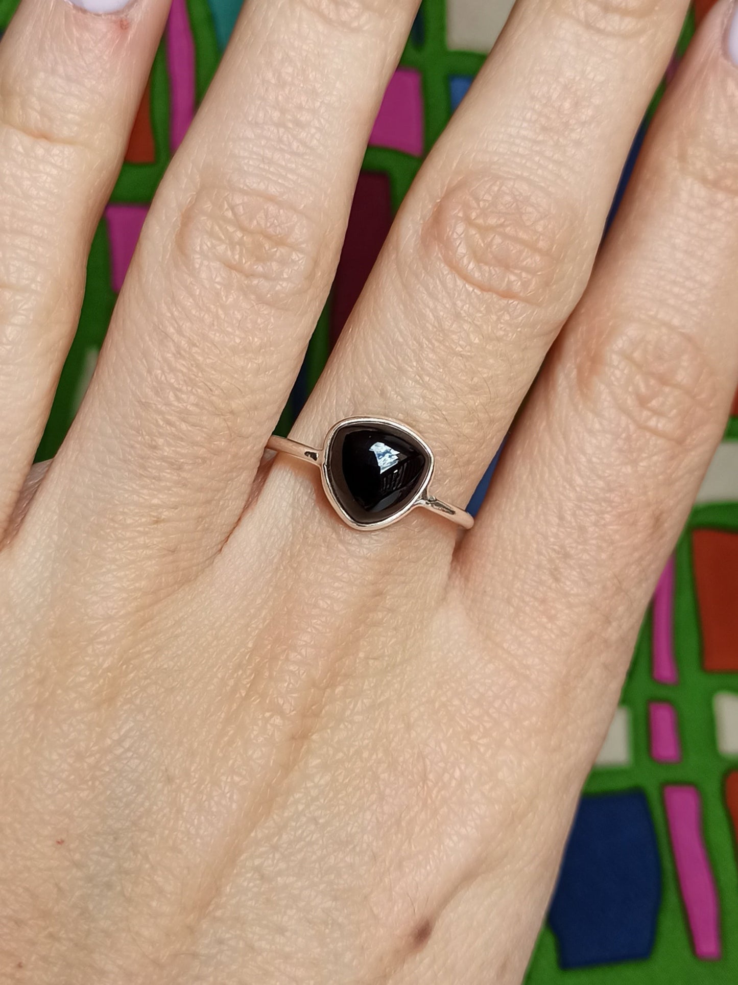 925 silver ring black onyx D28