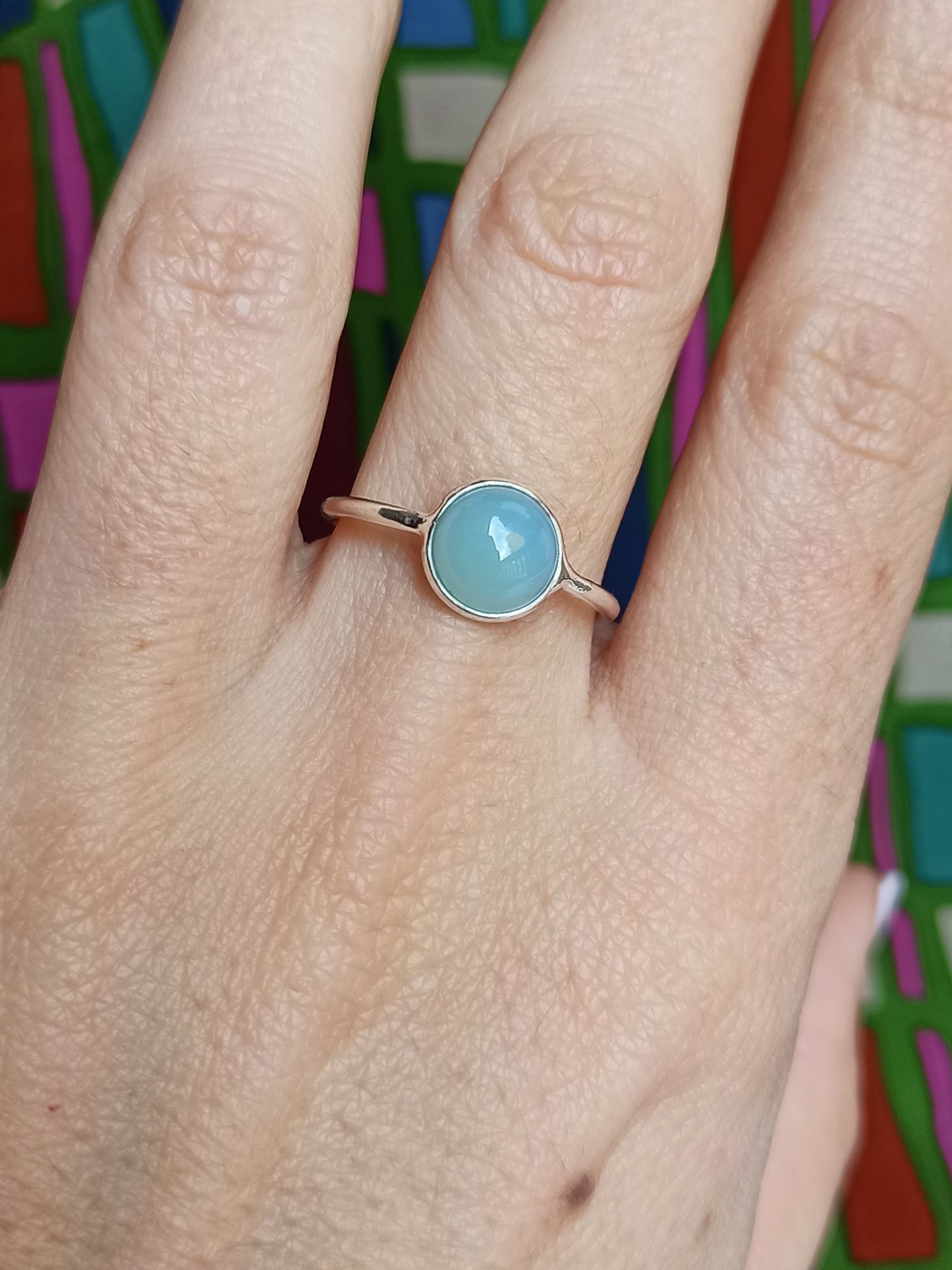 925 chalcedony silver ring D44