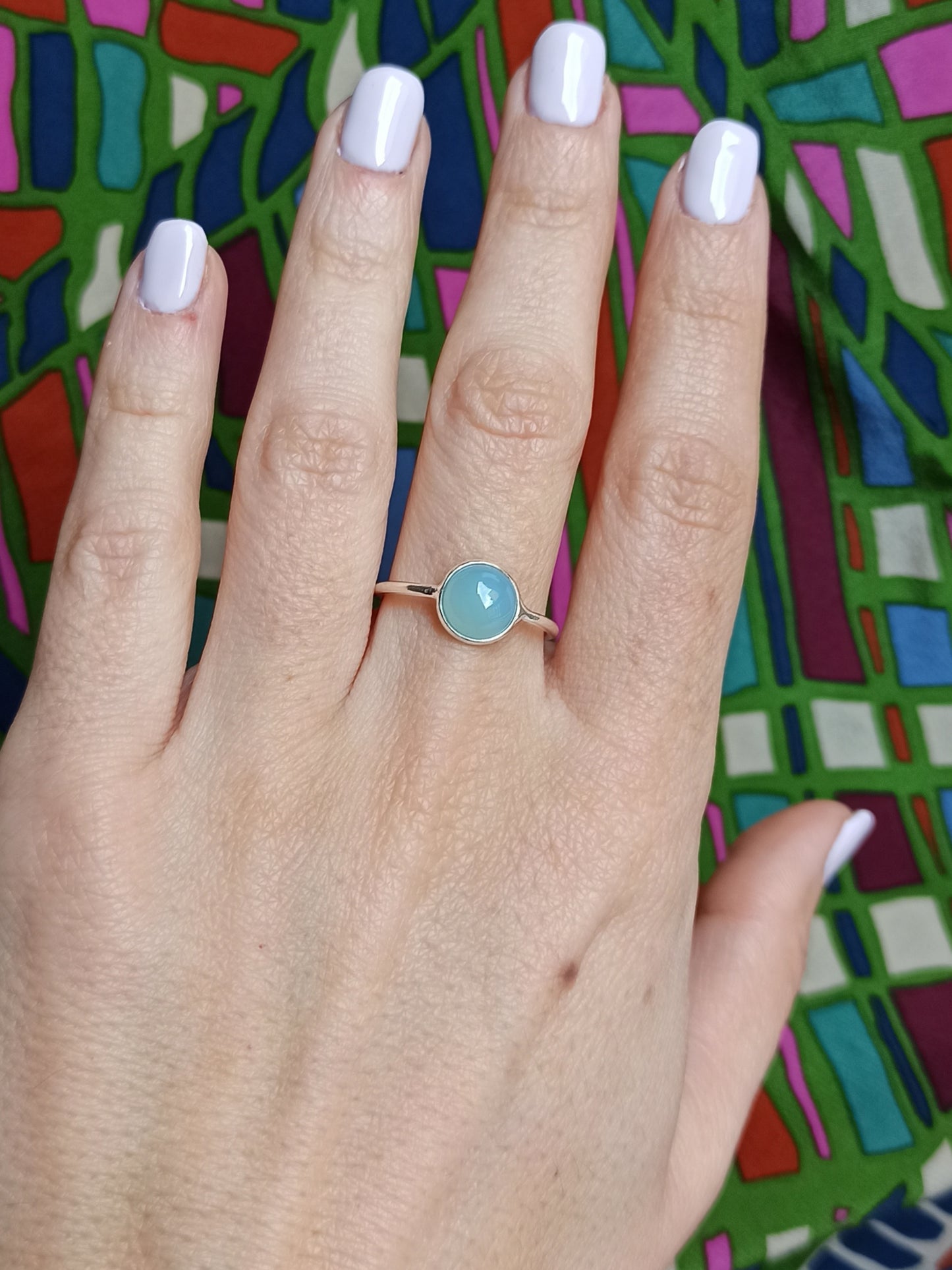 925 chalcedony silver ring D44