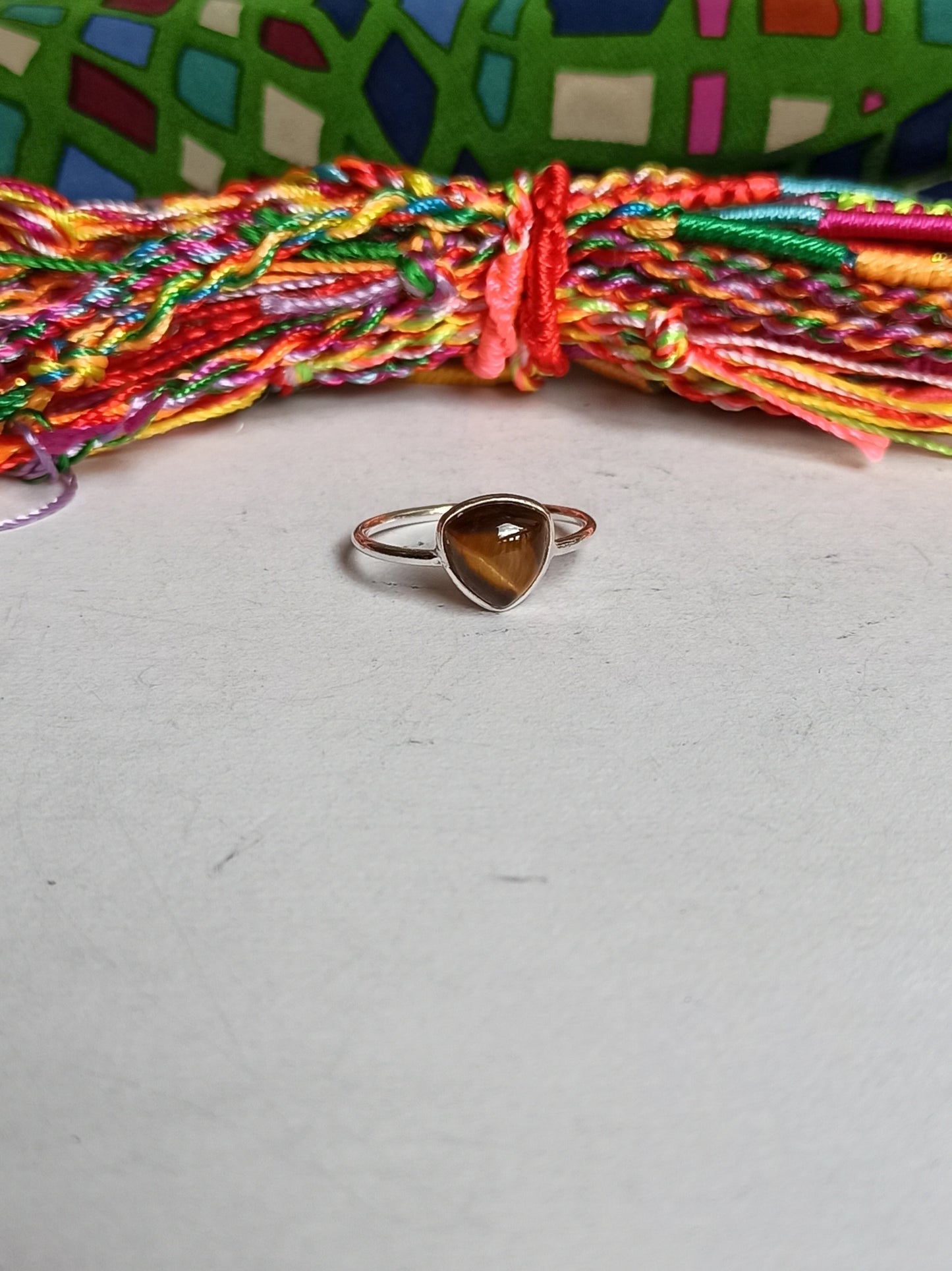 925 silver tiger eye ring D52