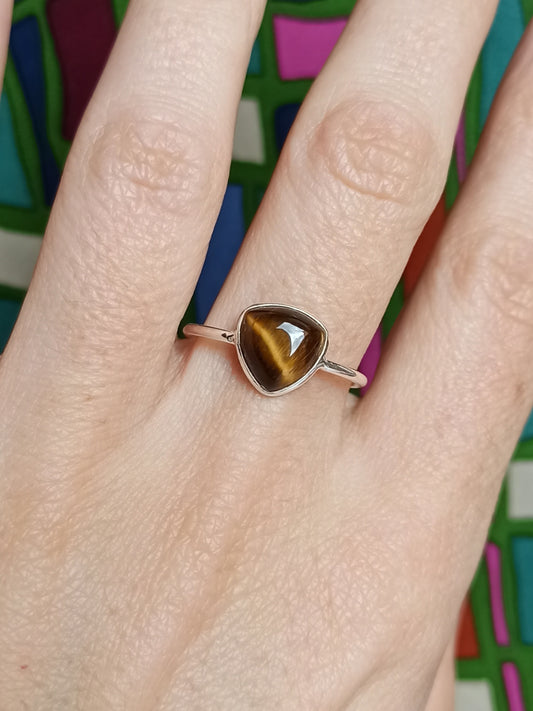 925 silver tiger eye ring D53