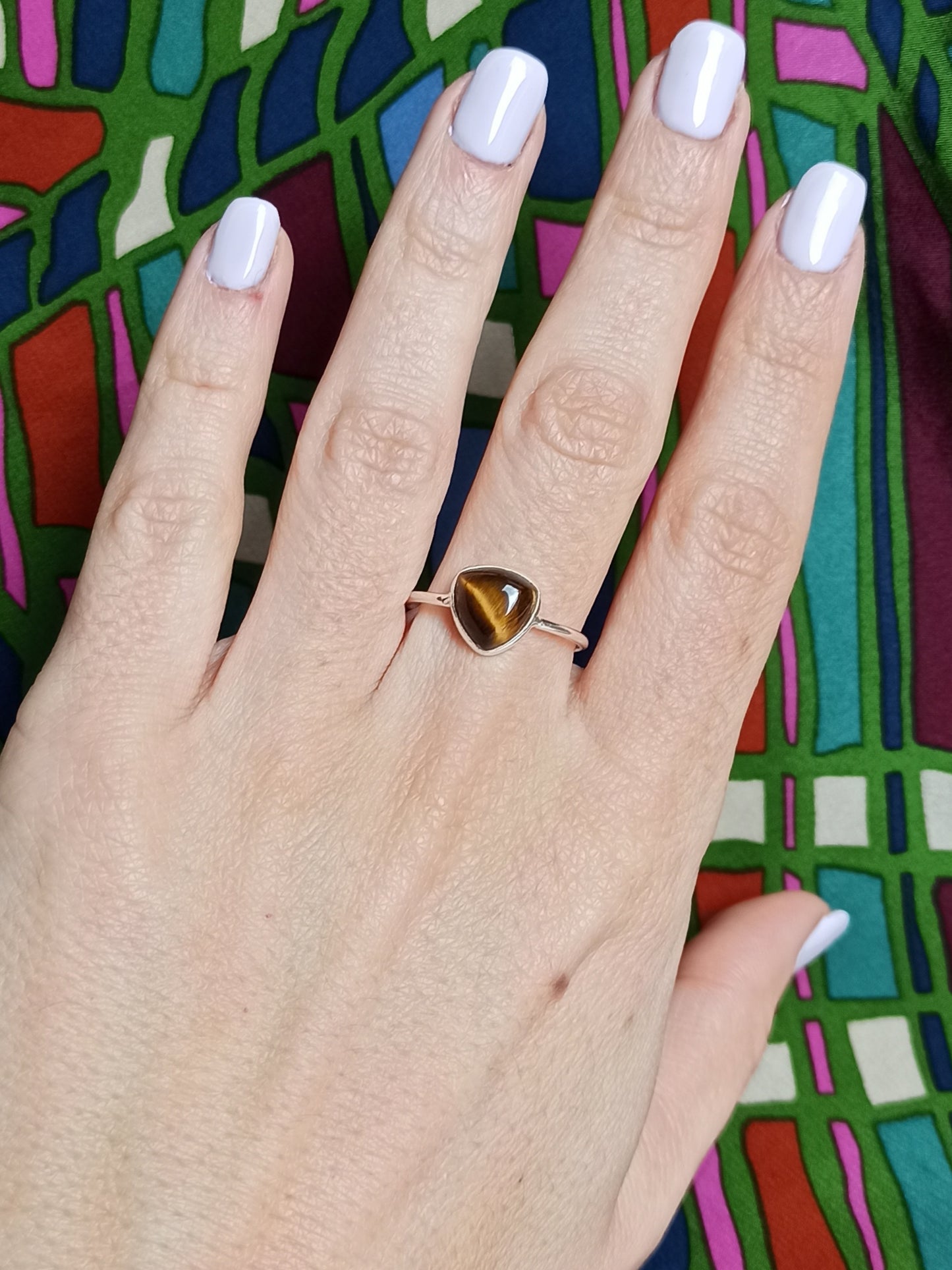 925 silver tiger eye ring D52