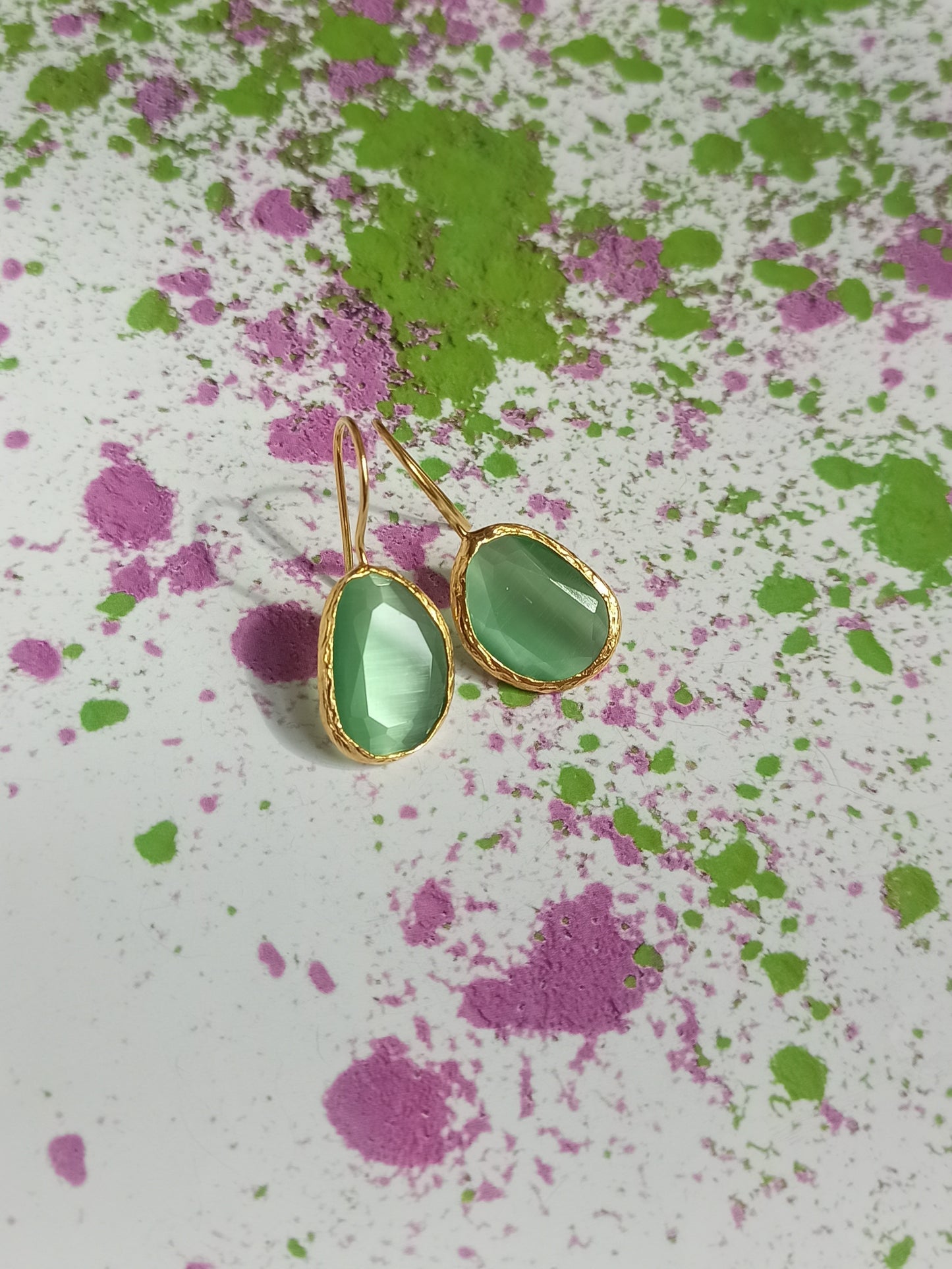 Light green medium drop stone earrings