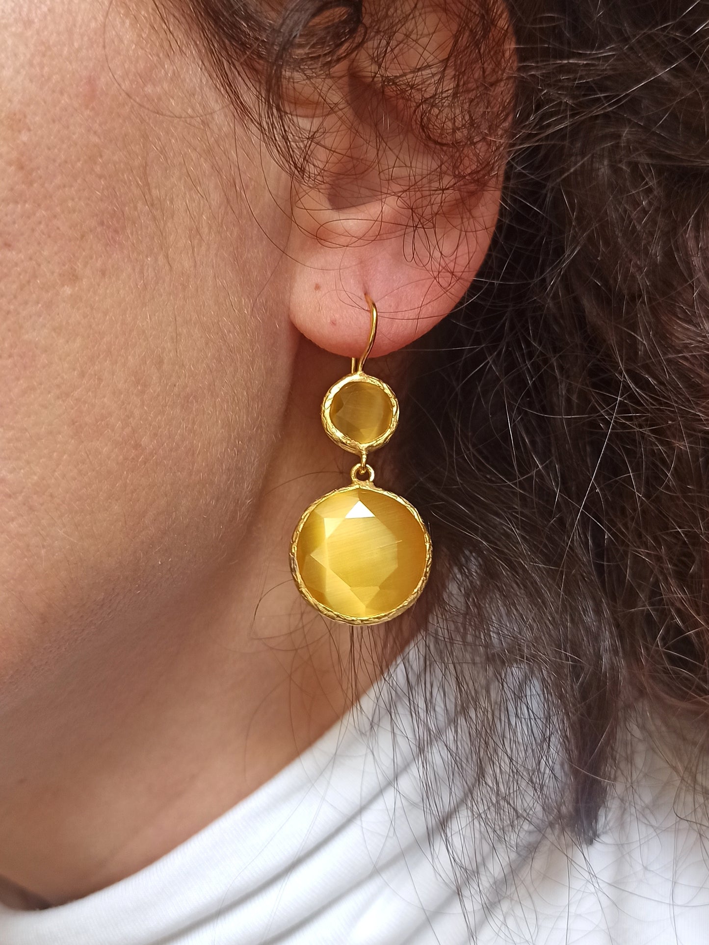 2 yellow stone earrings