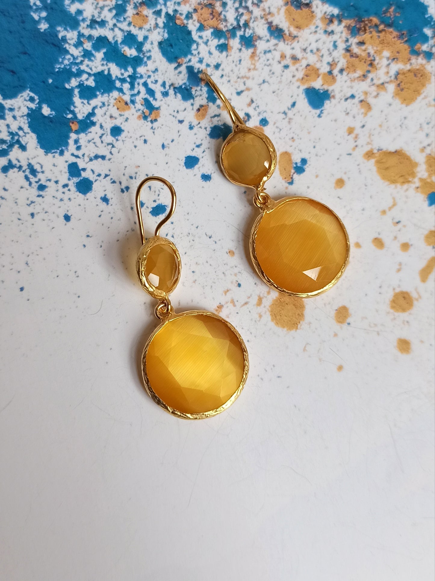 2 yellow stone earrings