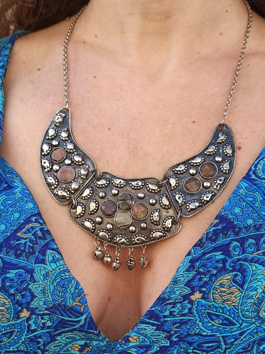 Stone bib necklace