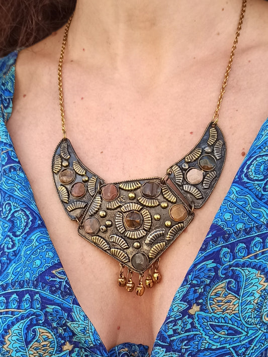 Stone bib necklace