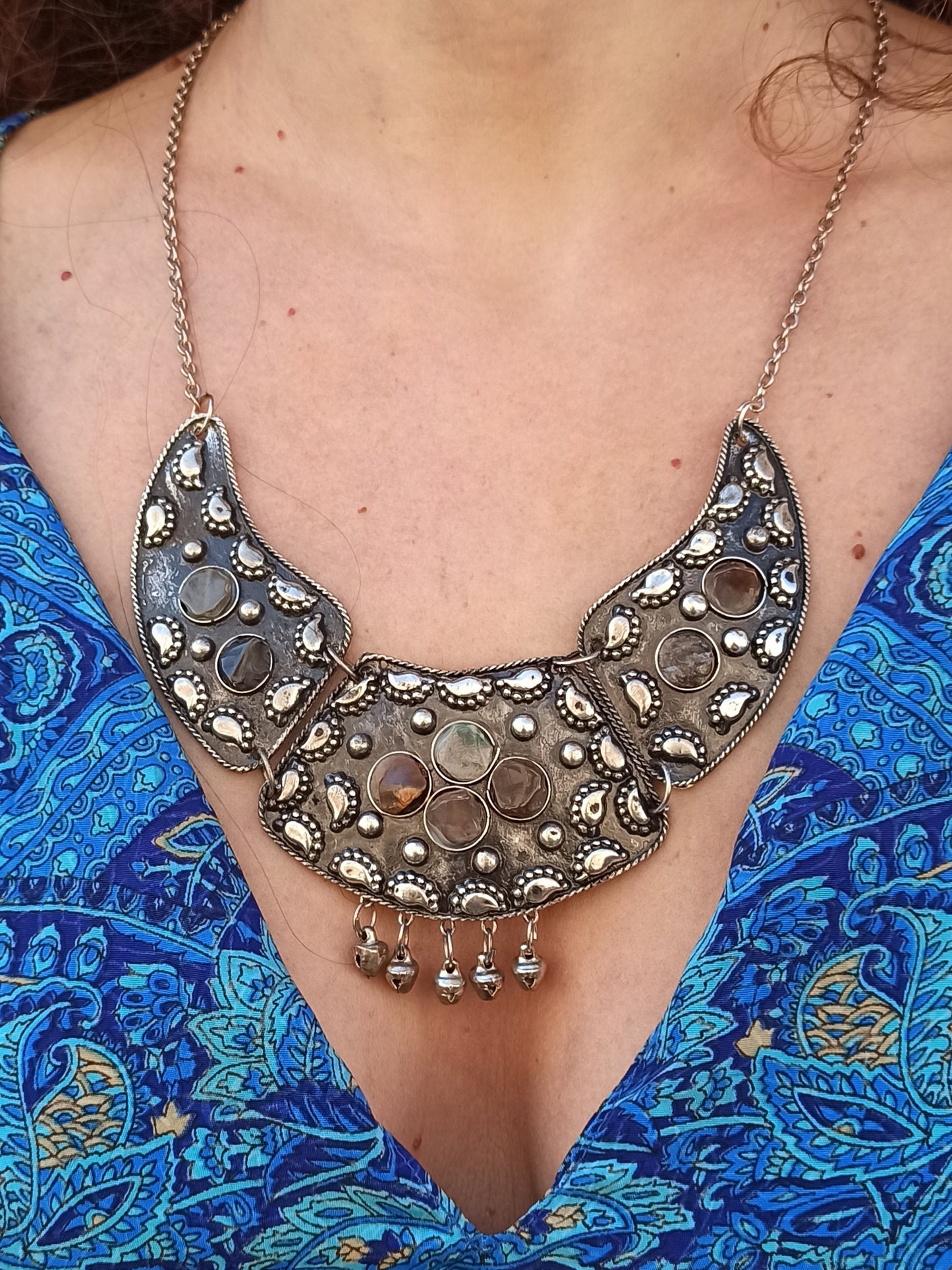 Stone bib necklace