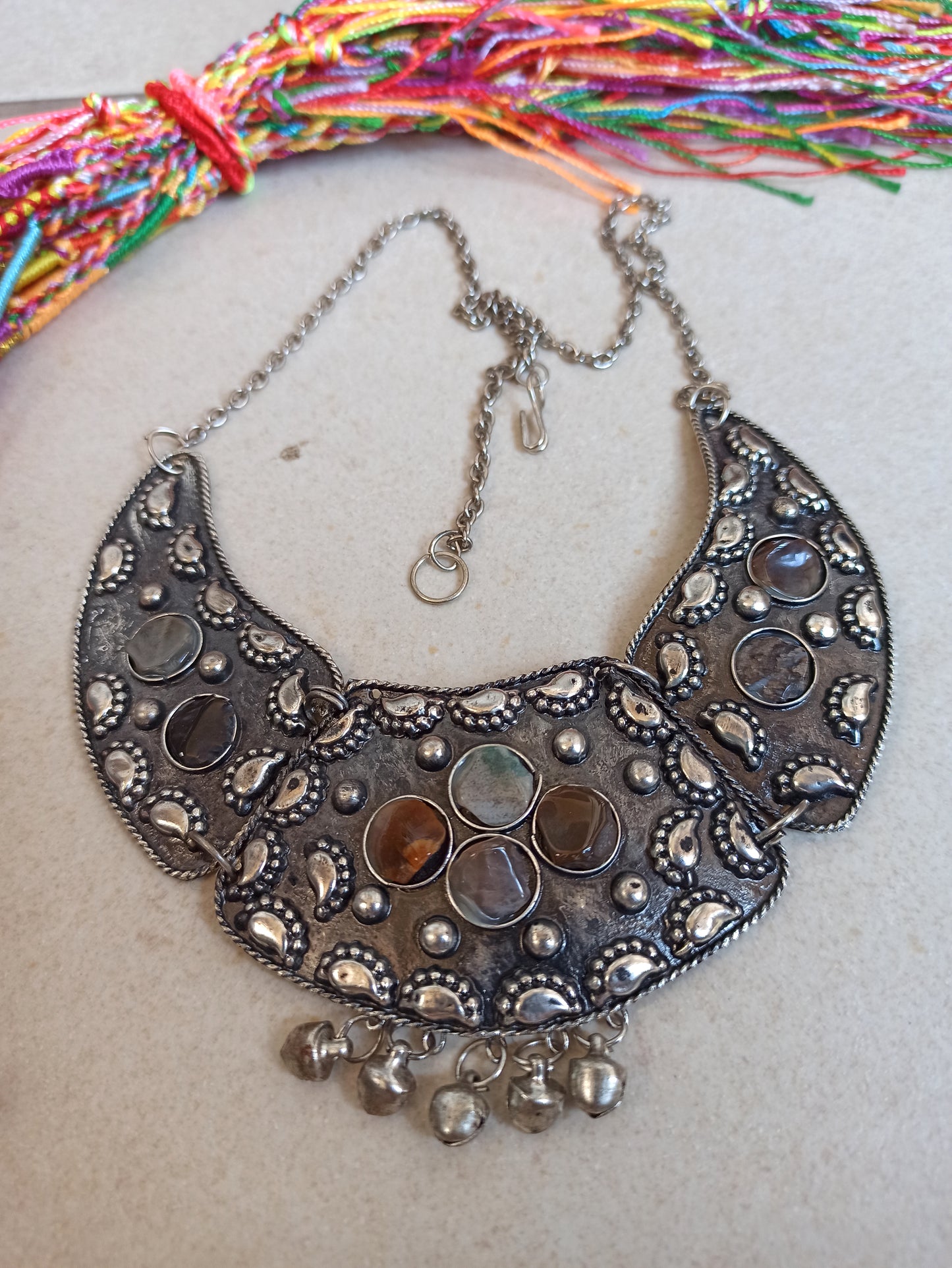 Stone bib necklace