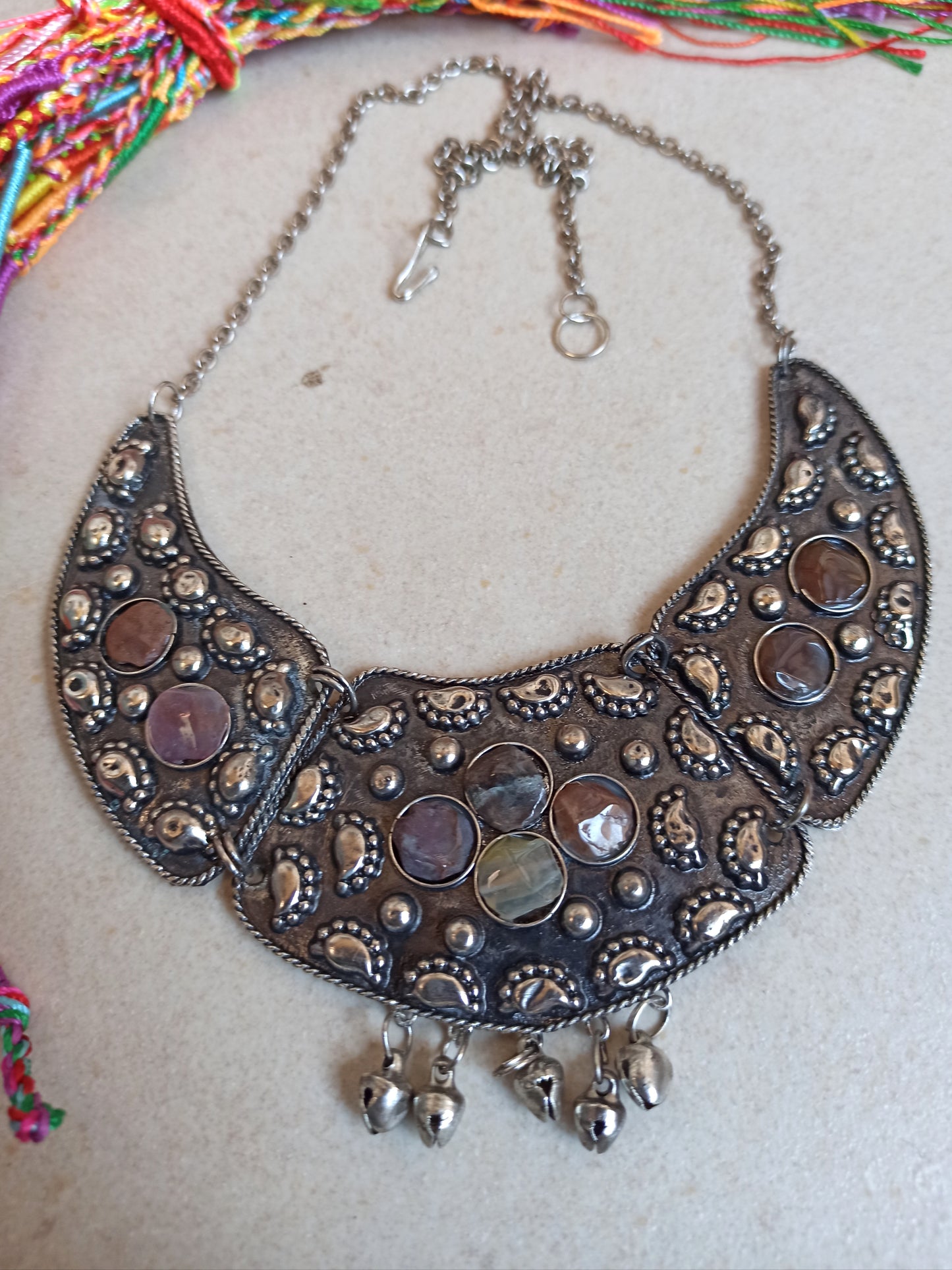 Stone bib necklace