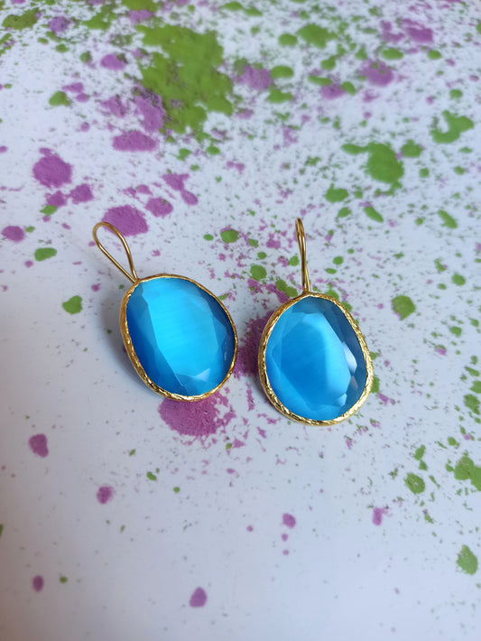 Blue drop stone earrings
