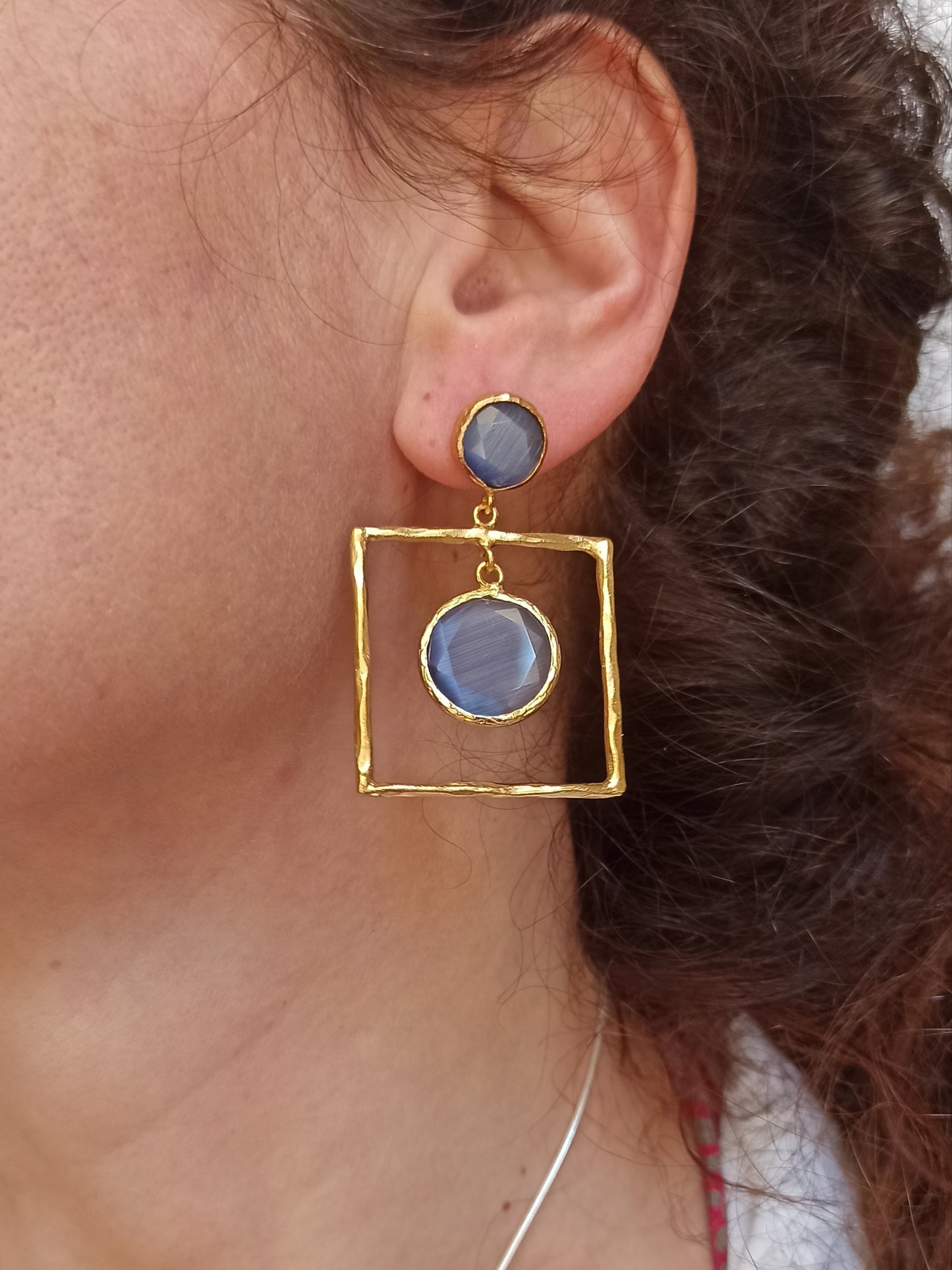 Blueberry square earrings