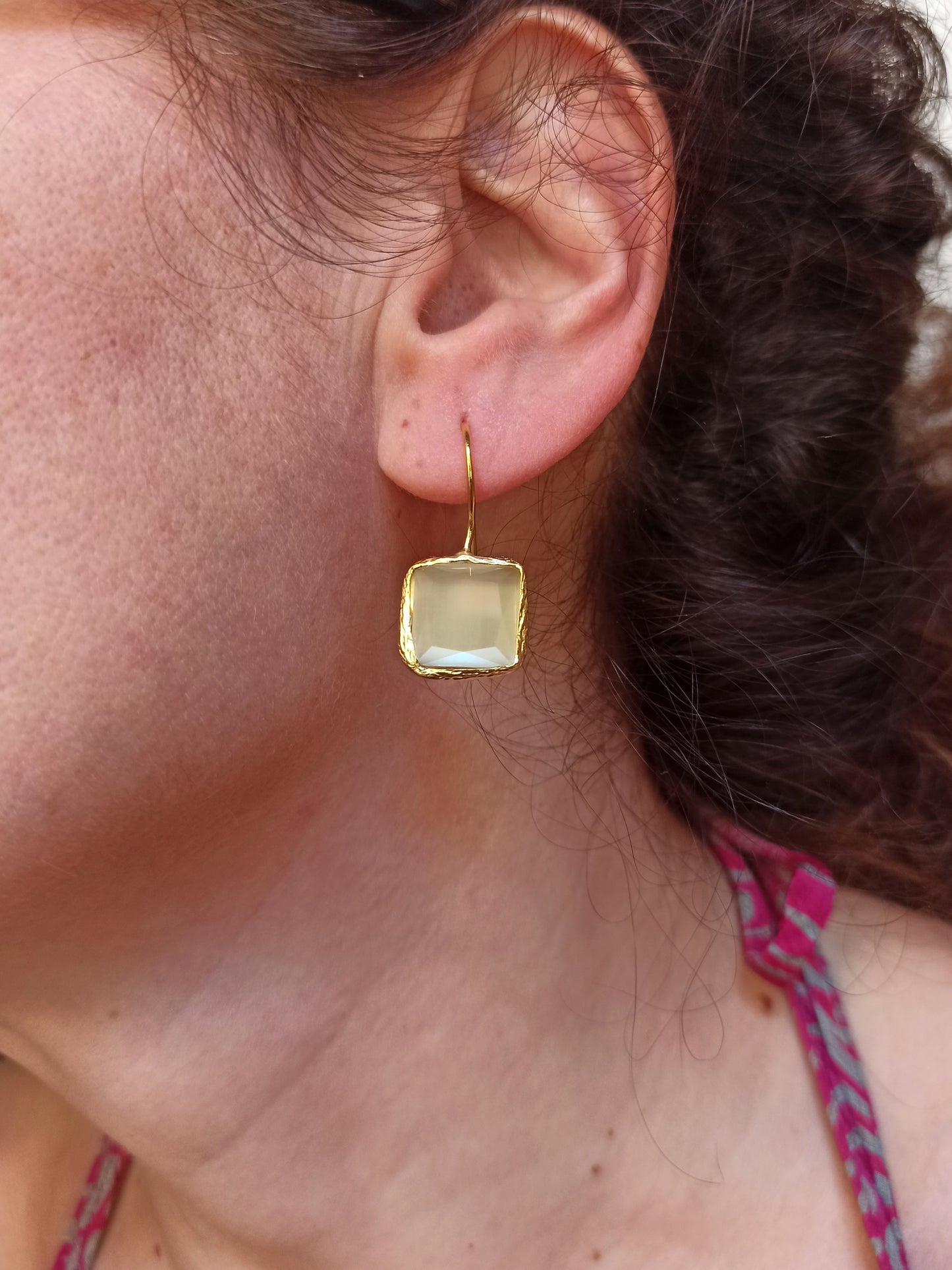 White square stone earrings