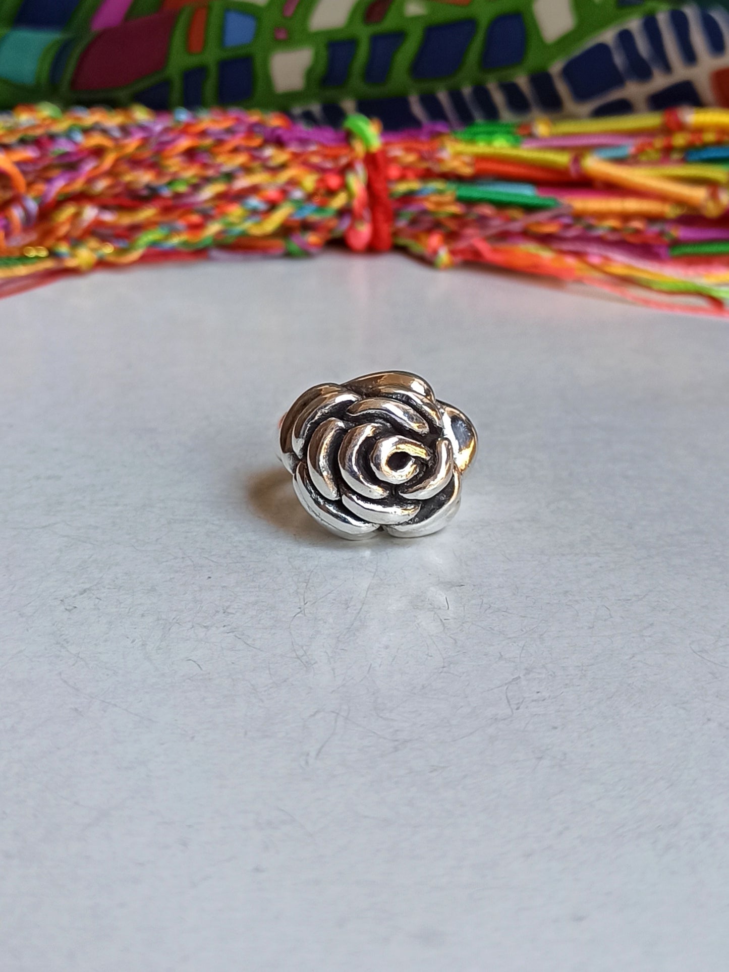 925 silver flower ring D56