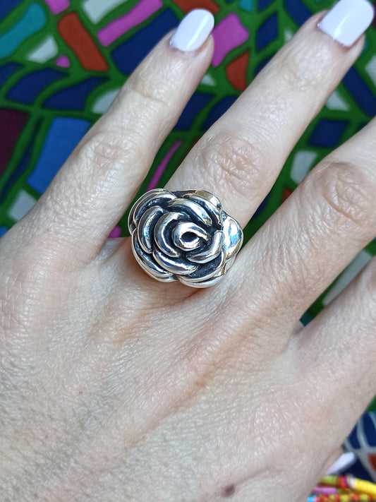 925 silver flower ring D56