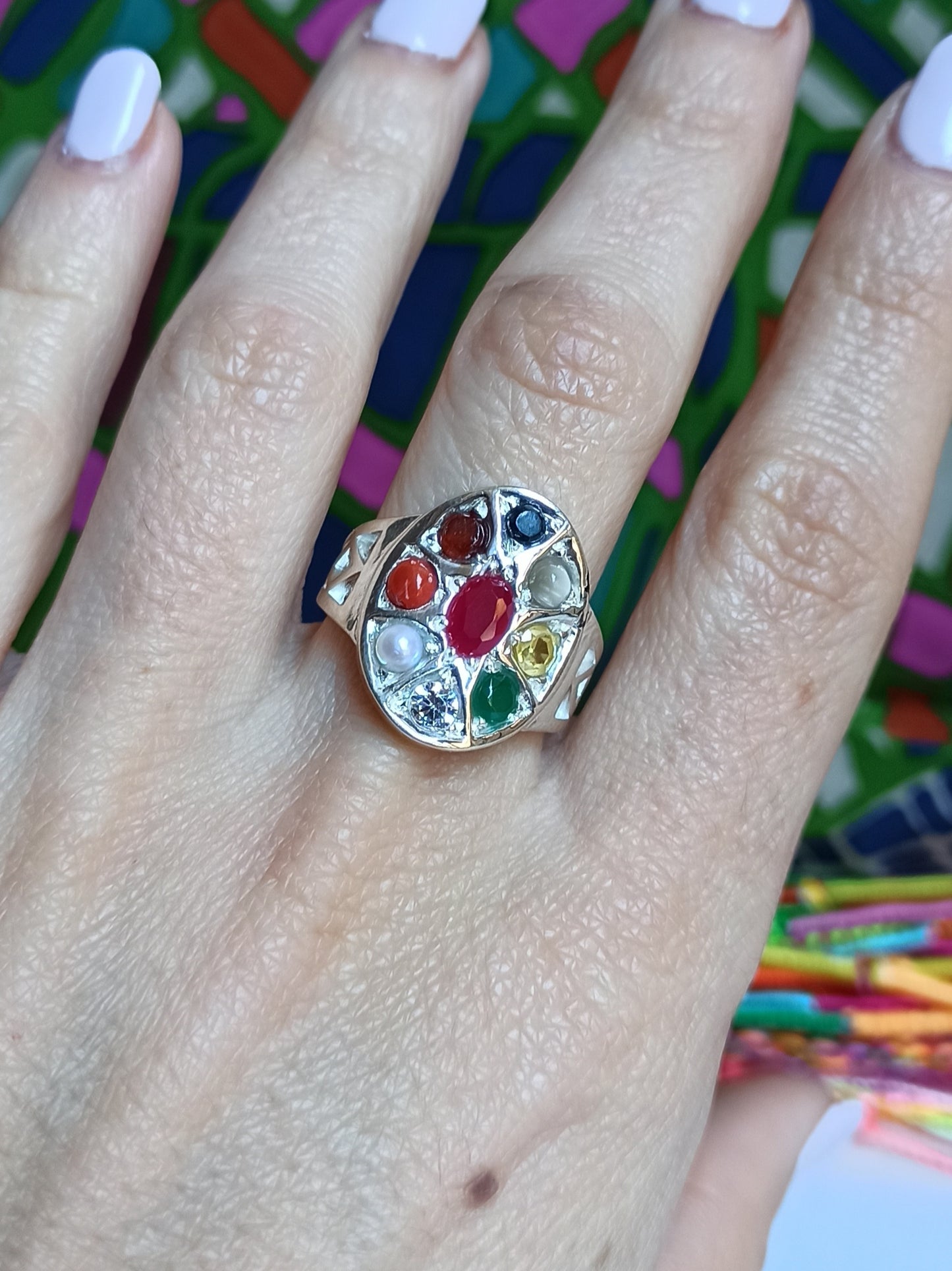 Navaratna D63 925 silver ring