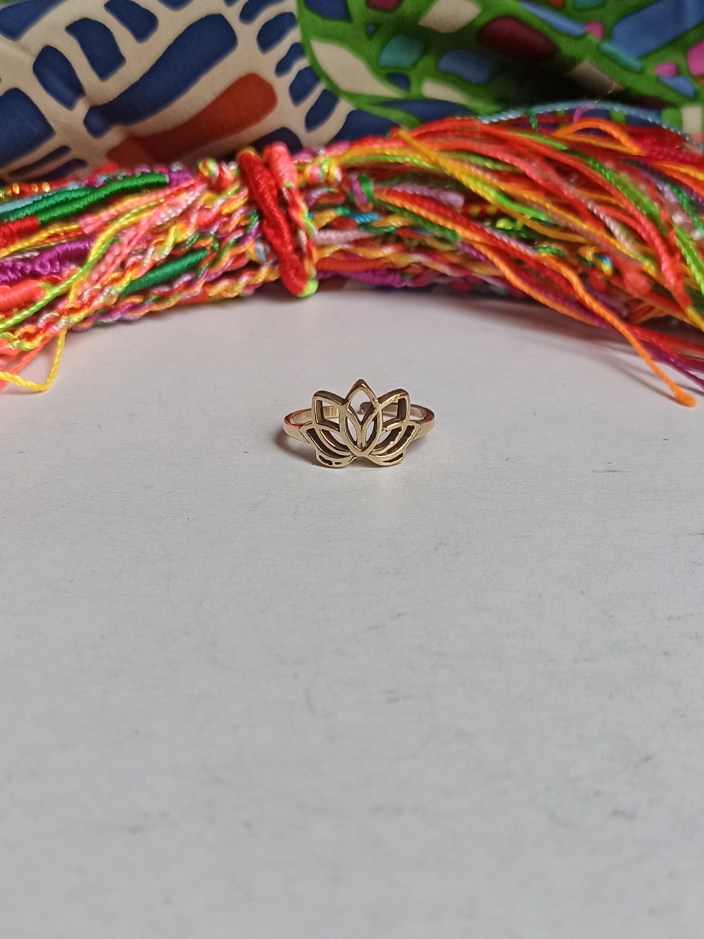 Golden lotus flower boho ring