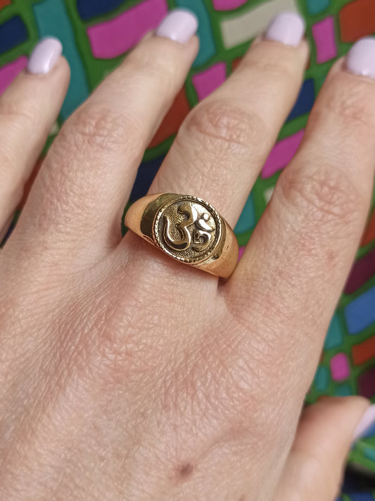 Golden ohm hom om boho ring