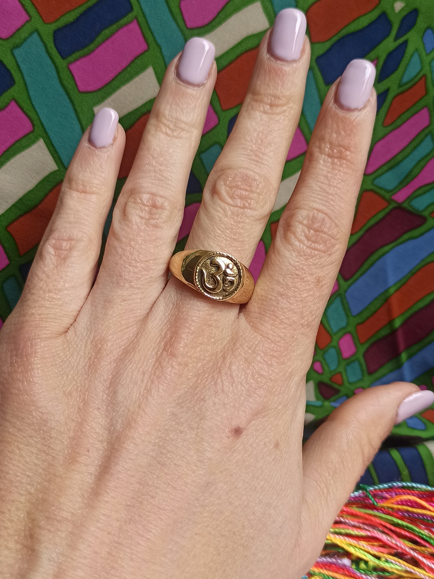 Golden ohm hom om boho ring