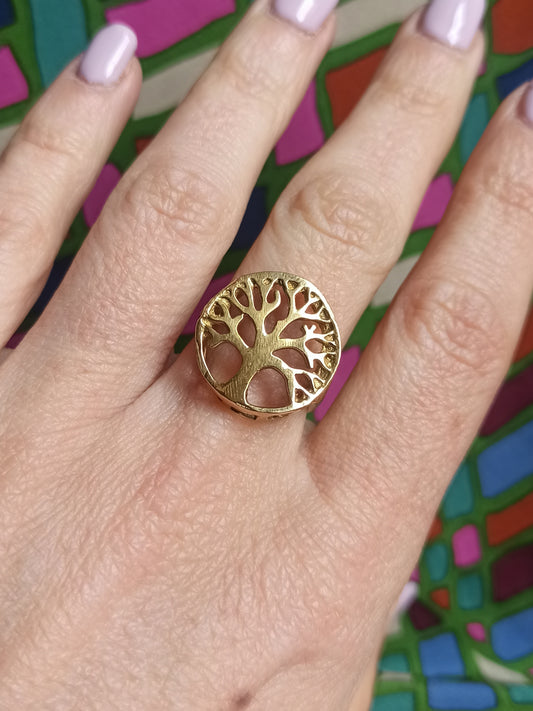 Tree of life golden boho ring