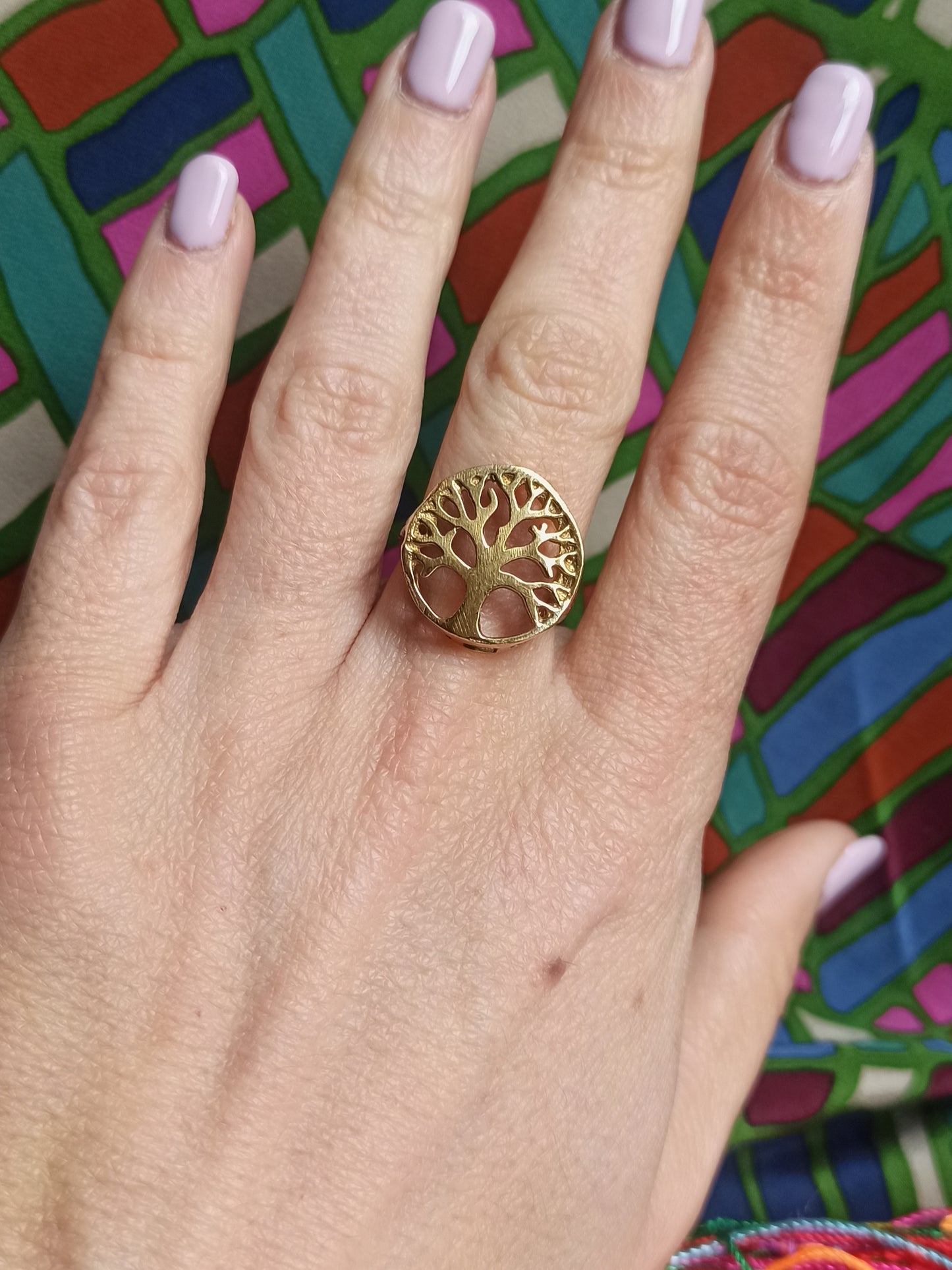 Tree of life golden boho ring