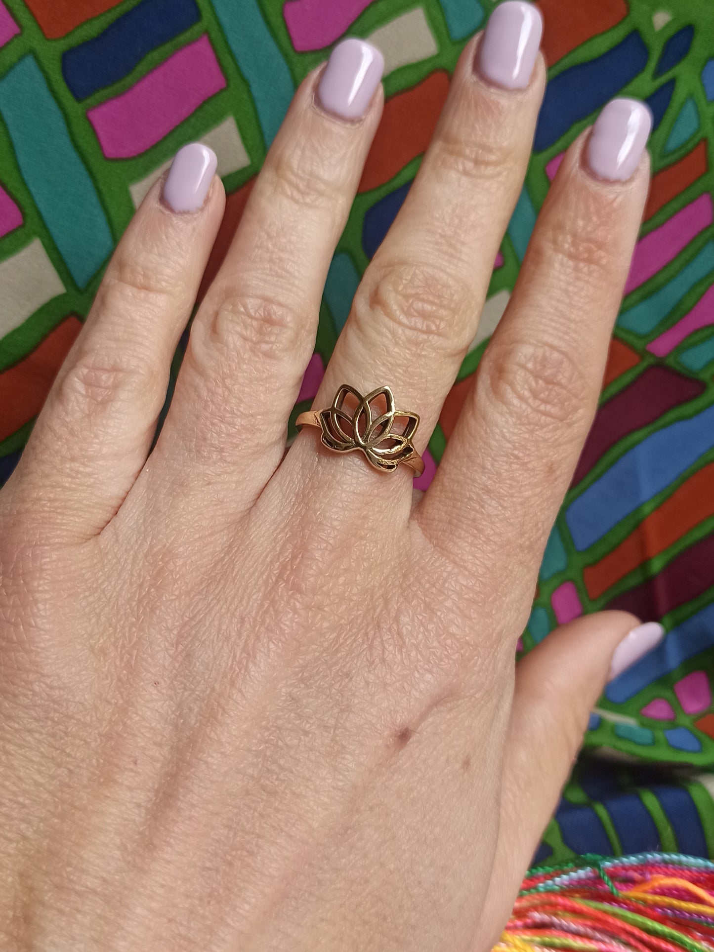 Golden lotus flower boho ring