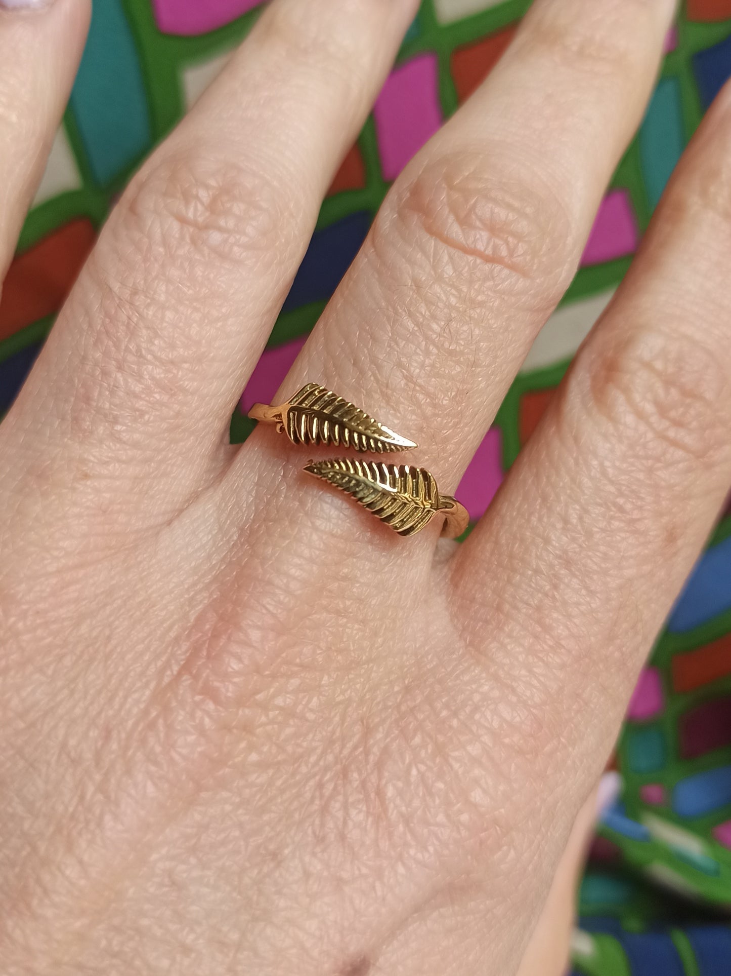 Goldener Doppelblatt-Boho-Ring