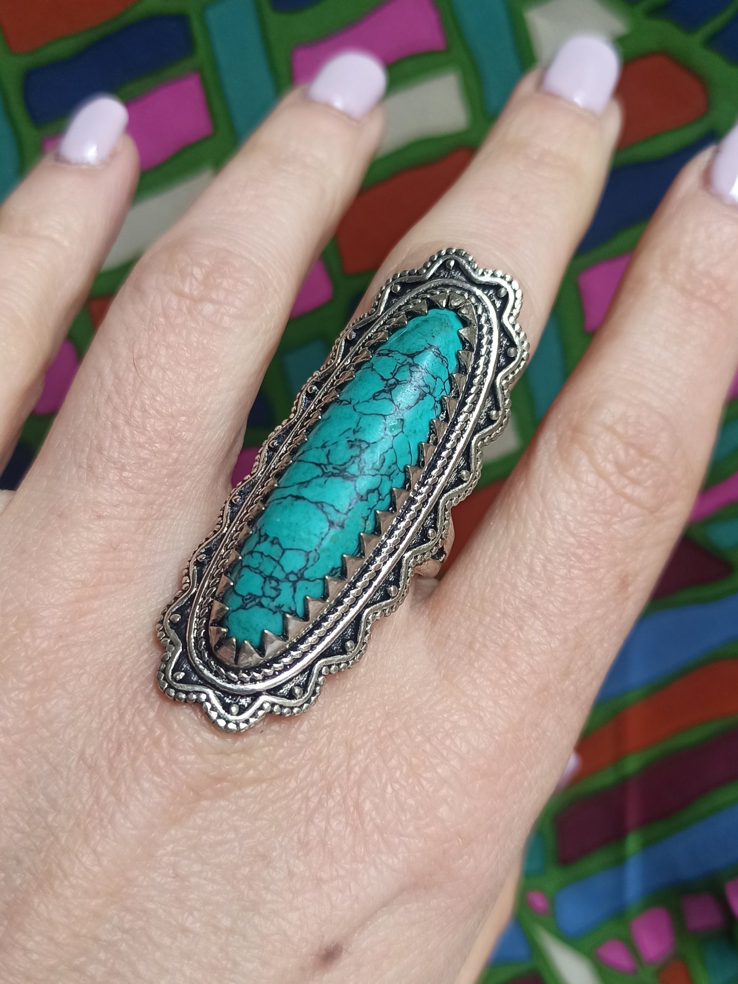 Long oval boho band ring