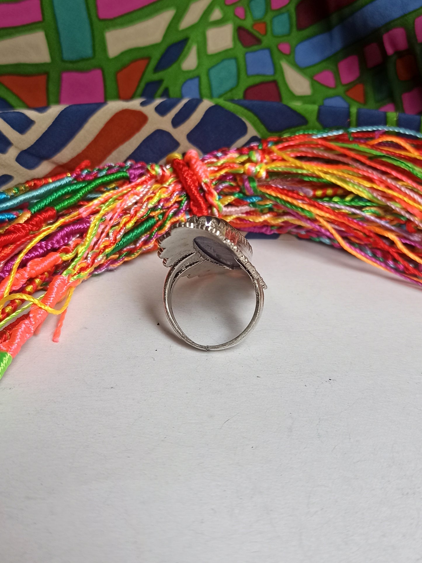 Long oval boho band ring