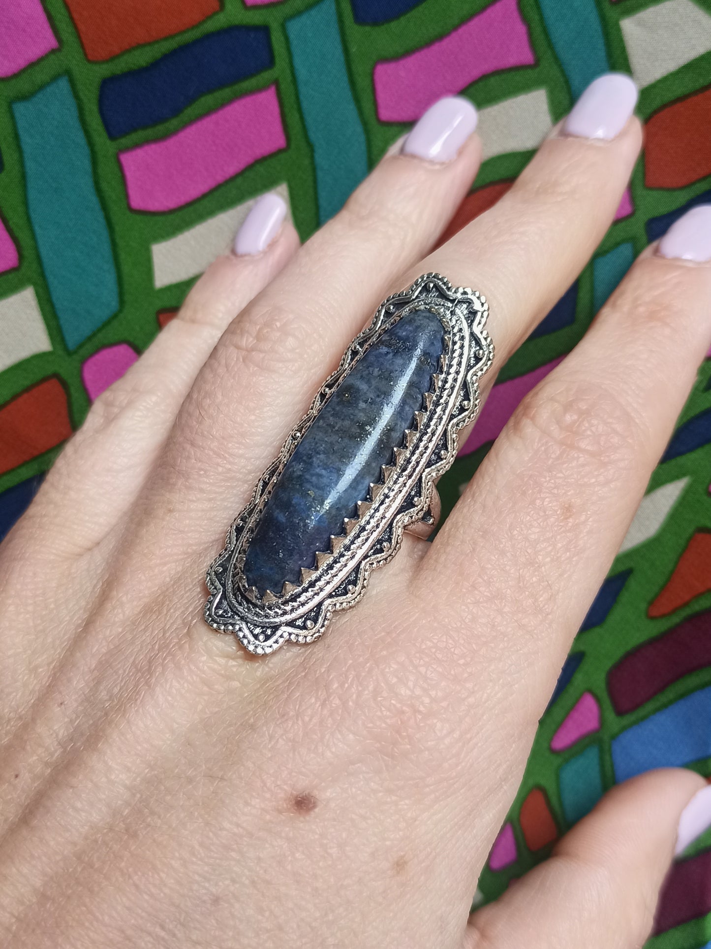 Long oval boho band ring